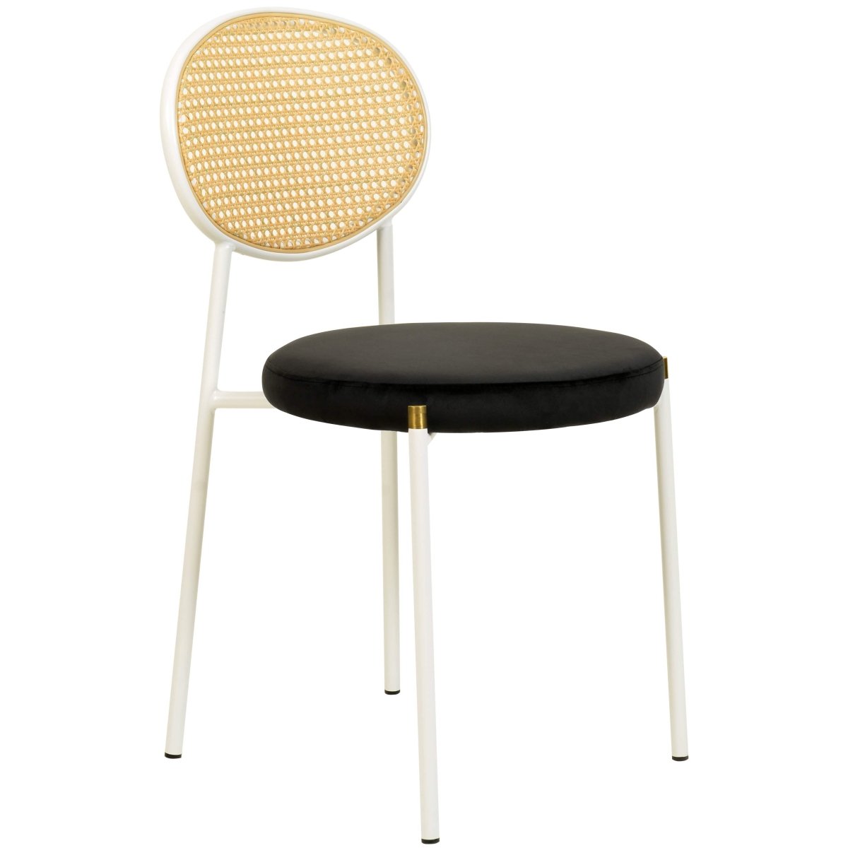 Euston Modern Upholstered Dining Chair with Round Wicker/Velvet Back Style White Wicker Black Dining Chair Leisuremod