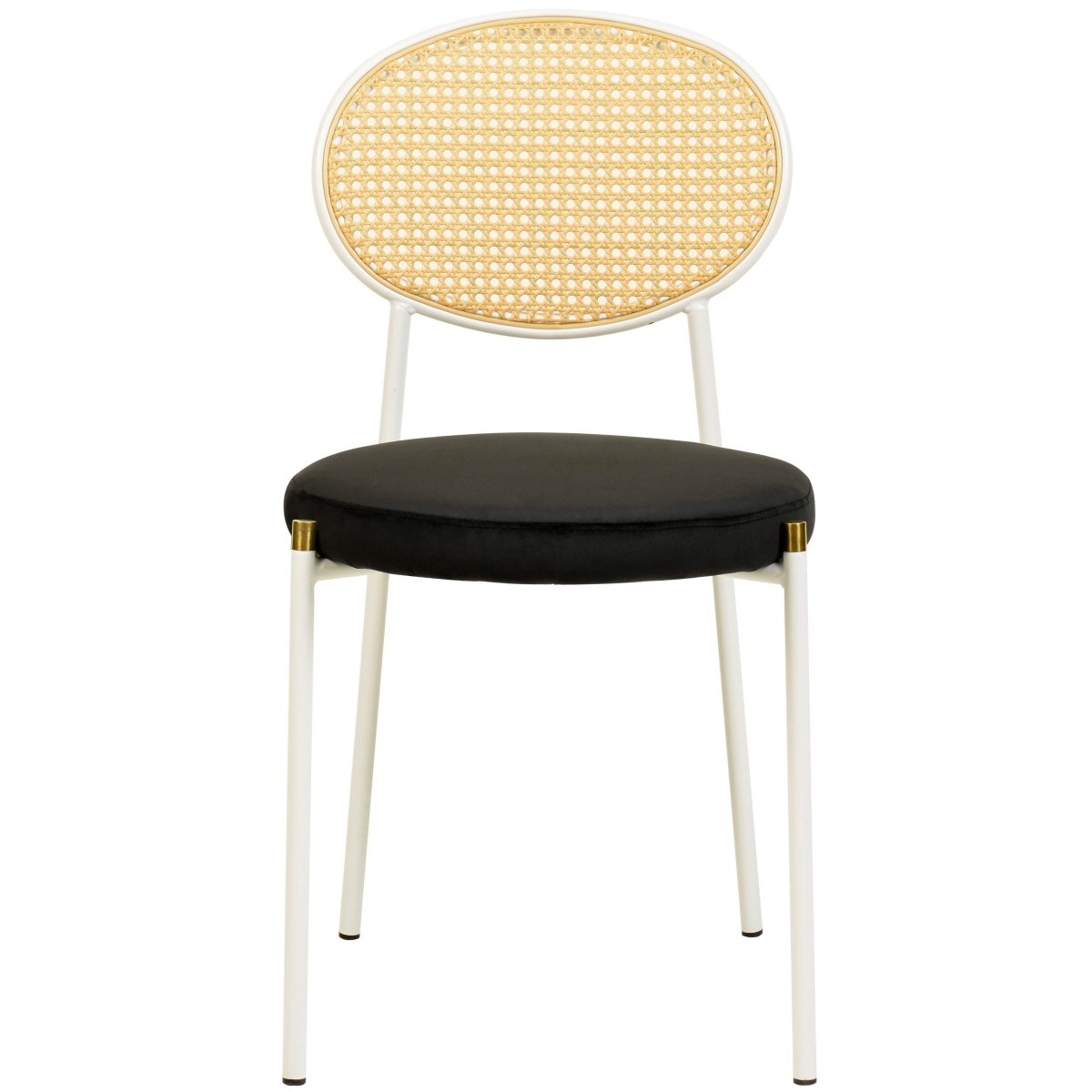 Euston Modern Upholstered Dining Chair with Round Wicker/Velvet Back Style White Wicker Black Dining Chair Leisuremod