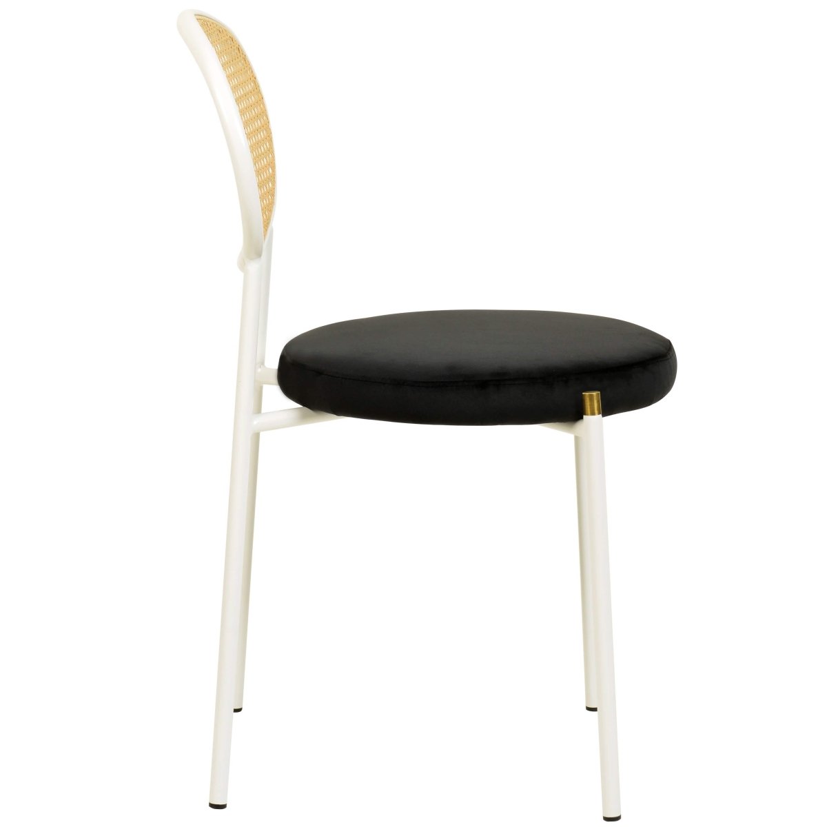 Euston Modern Upholstered Dining Chair with Round Wicker/Velvet Back Style White Wicker Black Dining Chair Leisuremod