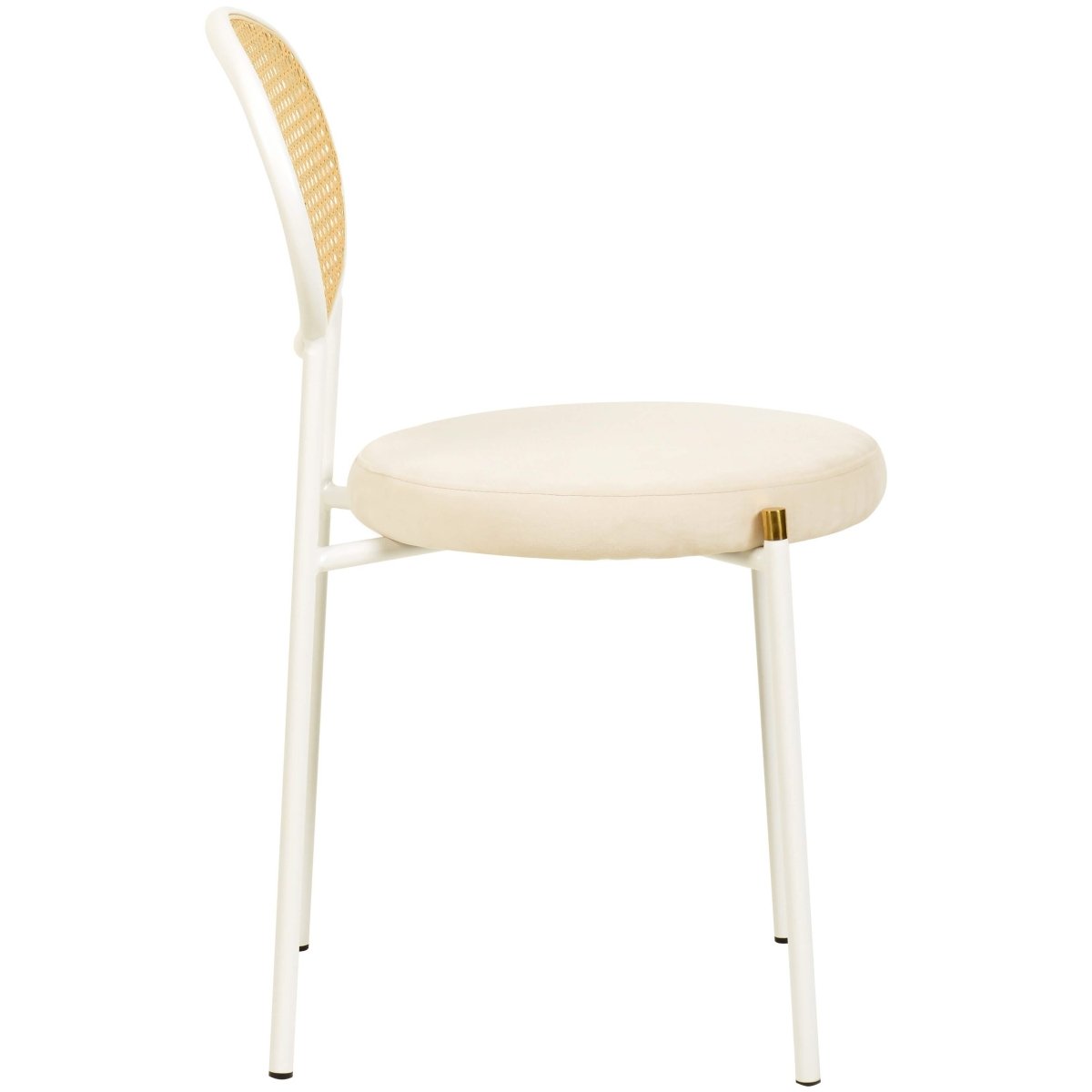 Euston Modern Upholstered Dining Chair with Round Wicker/Velvet Back Style White Wicker Beige Dining Chair Leisuremod