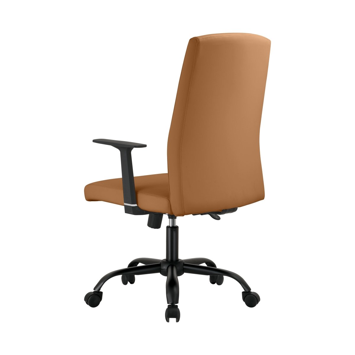 Evander Leather Office Chair in Aluminum with Adjustable Height and Swivel Acorn Brown Office Chair Leisuremod