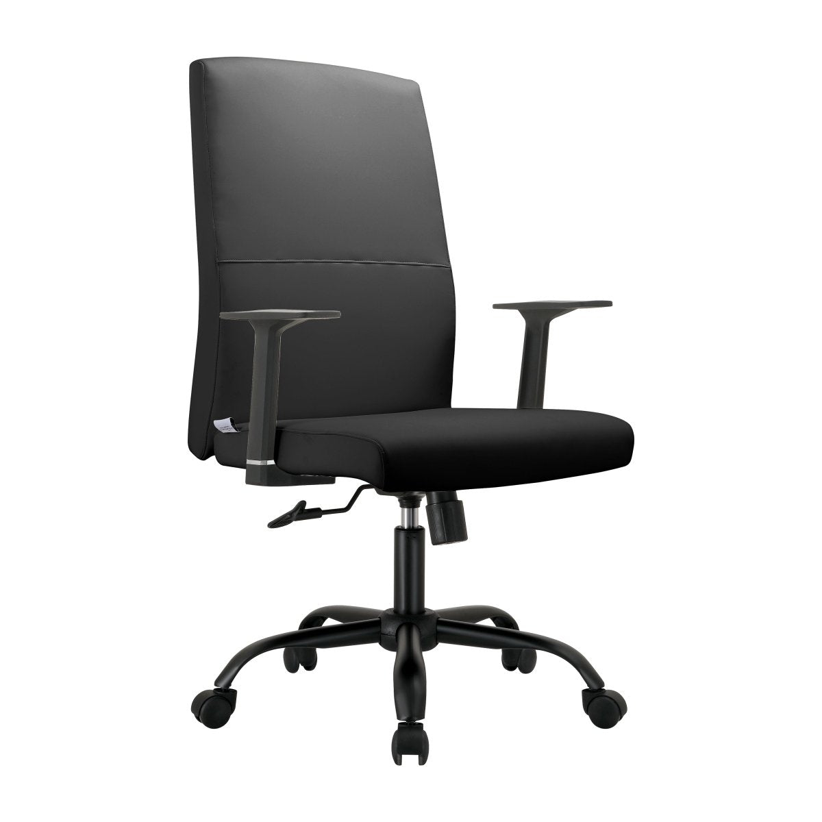 Evander Leather Office Chair in Aluminum with Adjustable Height and Swivel Black Office Chair Leisuremod