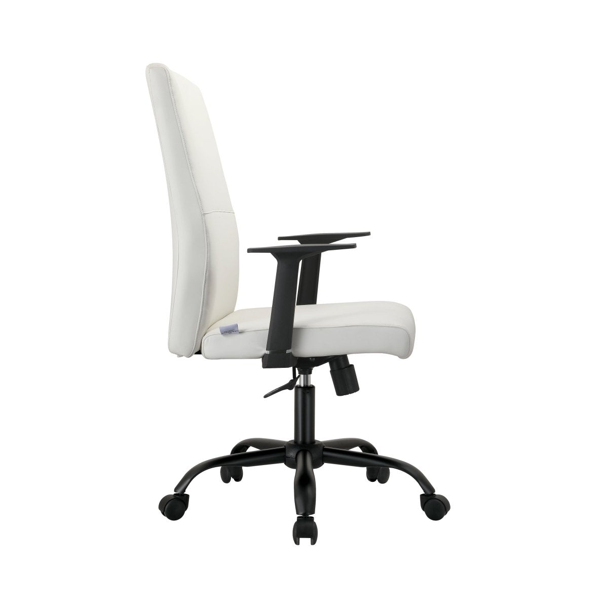 Evander Leather Office Chair in Aluminum with Adjustable Height and Swivel White Office Chair Leisuremod