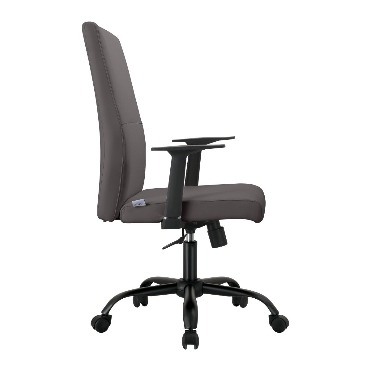 Evander Leather Office Chair in Aluminum with Adjustable Height and Swivel Grey Office Chair Leisuremod