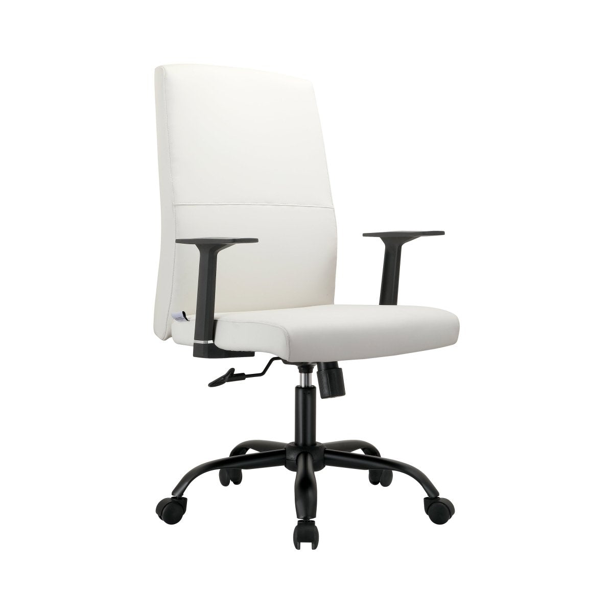 Evander Leather Office Chair in Aluminum with Adjustable Height and Swivel White Office Chair Leisuremod