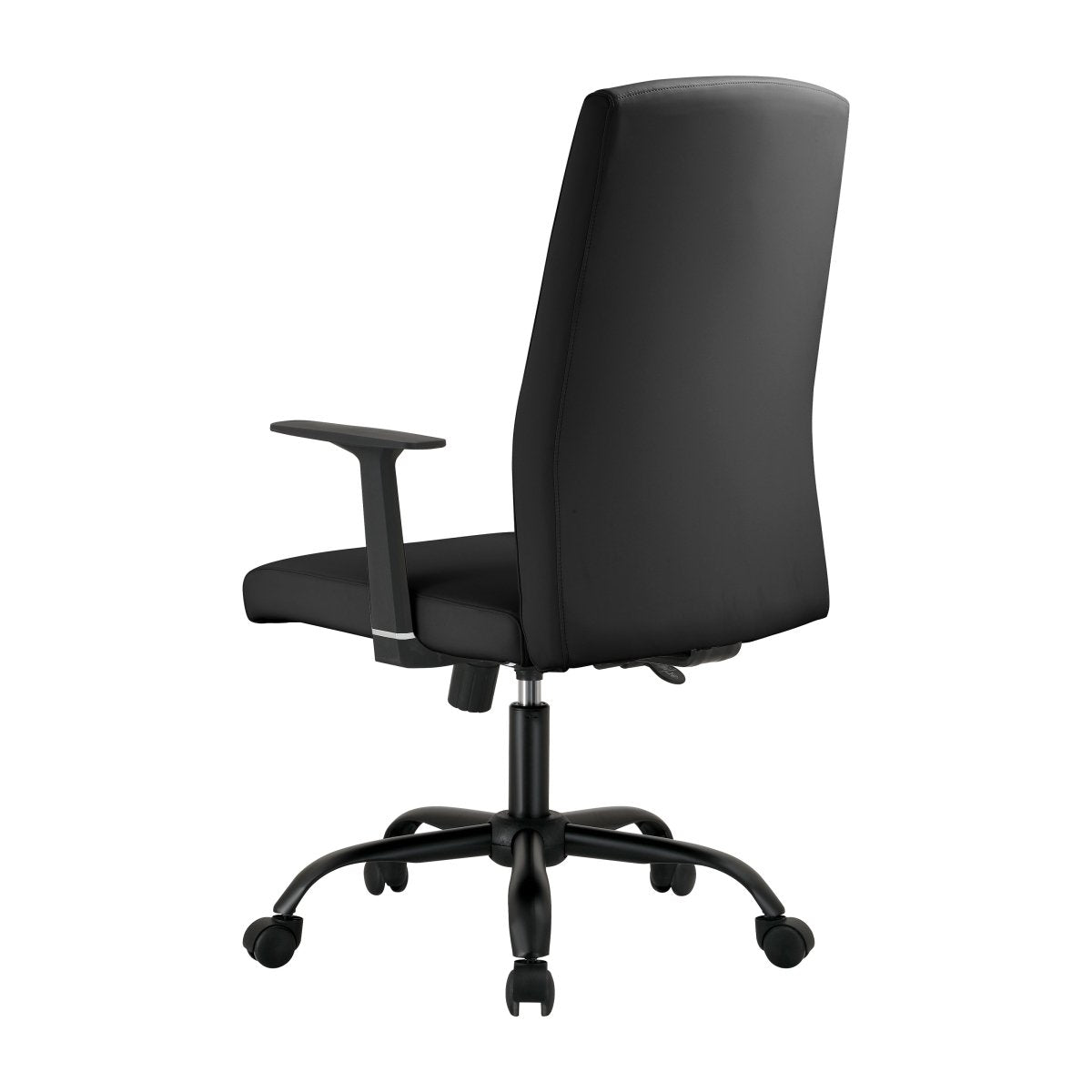 Evander Leather Office Chair in Aluminum with Adjustable Height and Swivel Black Office Chair Leisuremod
