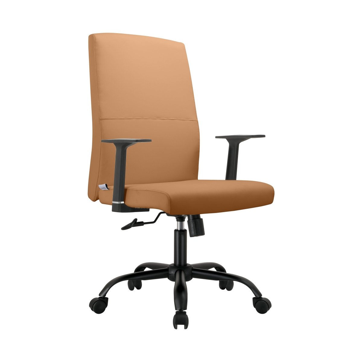 Evander Leather Office Chair in Aluminum with Adjustable Height and Swivel Acorn Brown Office Chair Leisuremod