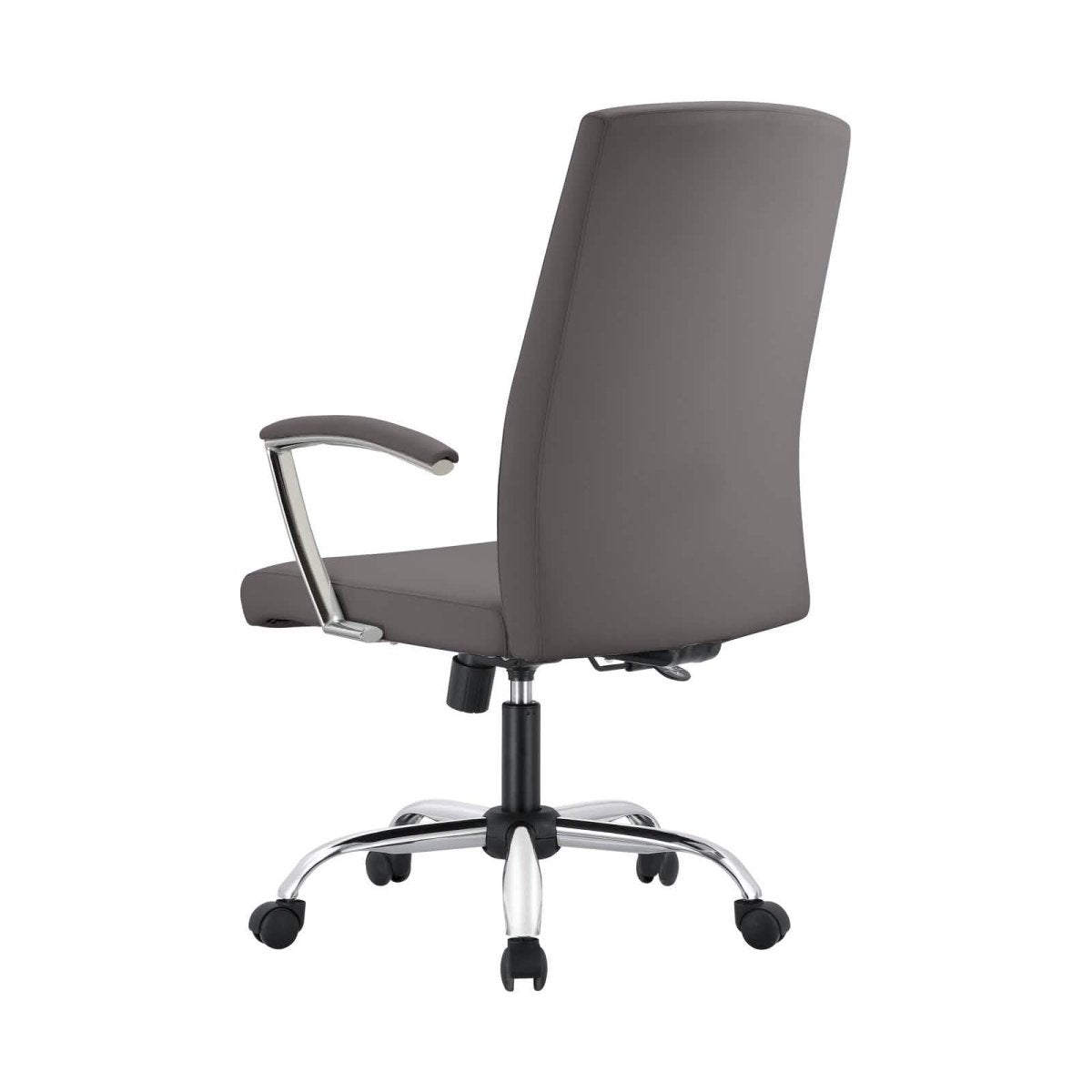 Evander Modern Swivel Office Chair in Leather with Adjustable Height and Silver Frame Grey Office Chair Leisuremod