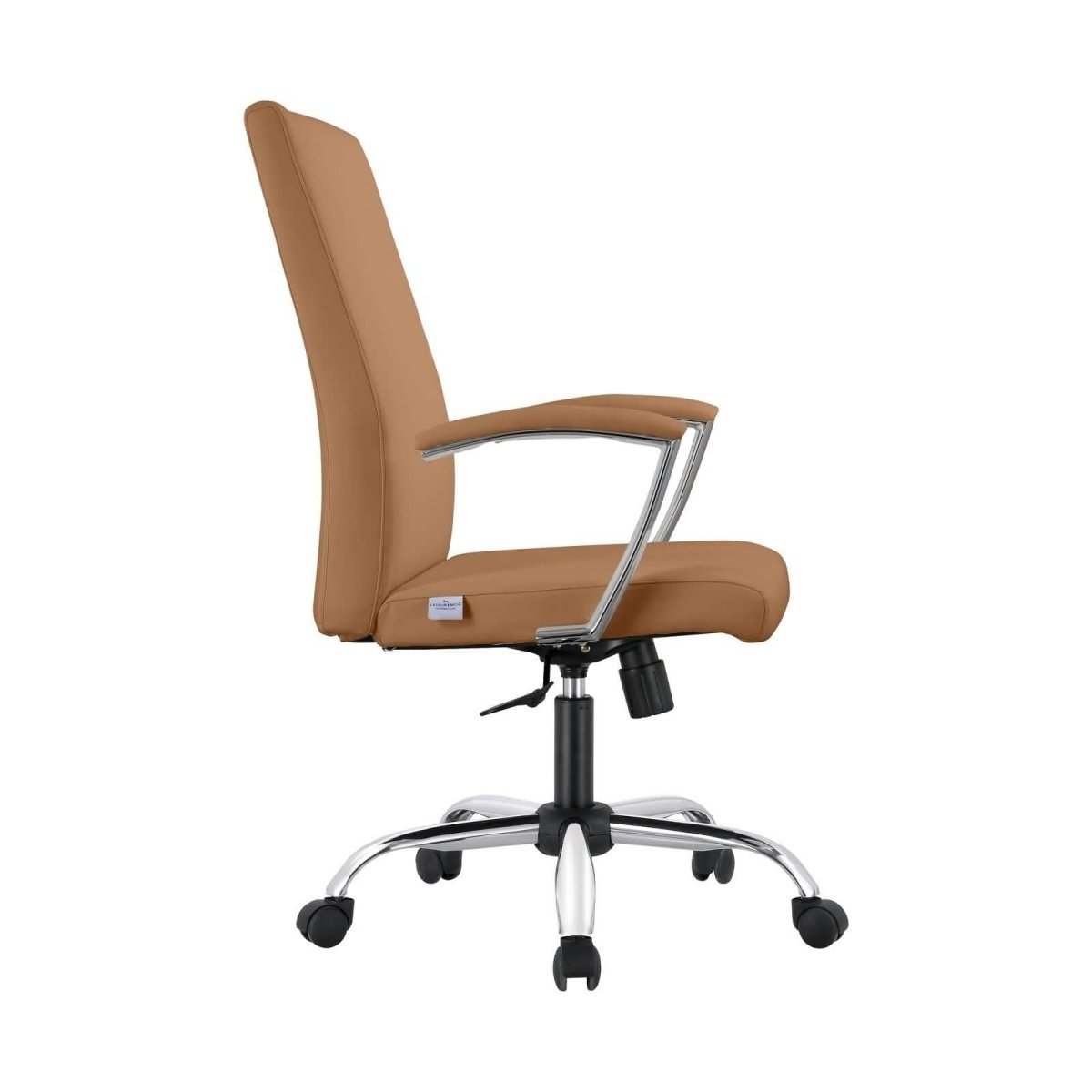 Evander Modern Swivel Office Chair in Leather with Adjustable Height and Silver Frame Acorn Brown Office Chair Leisuremod