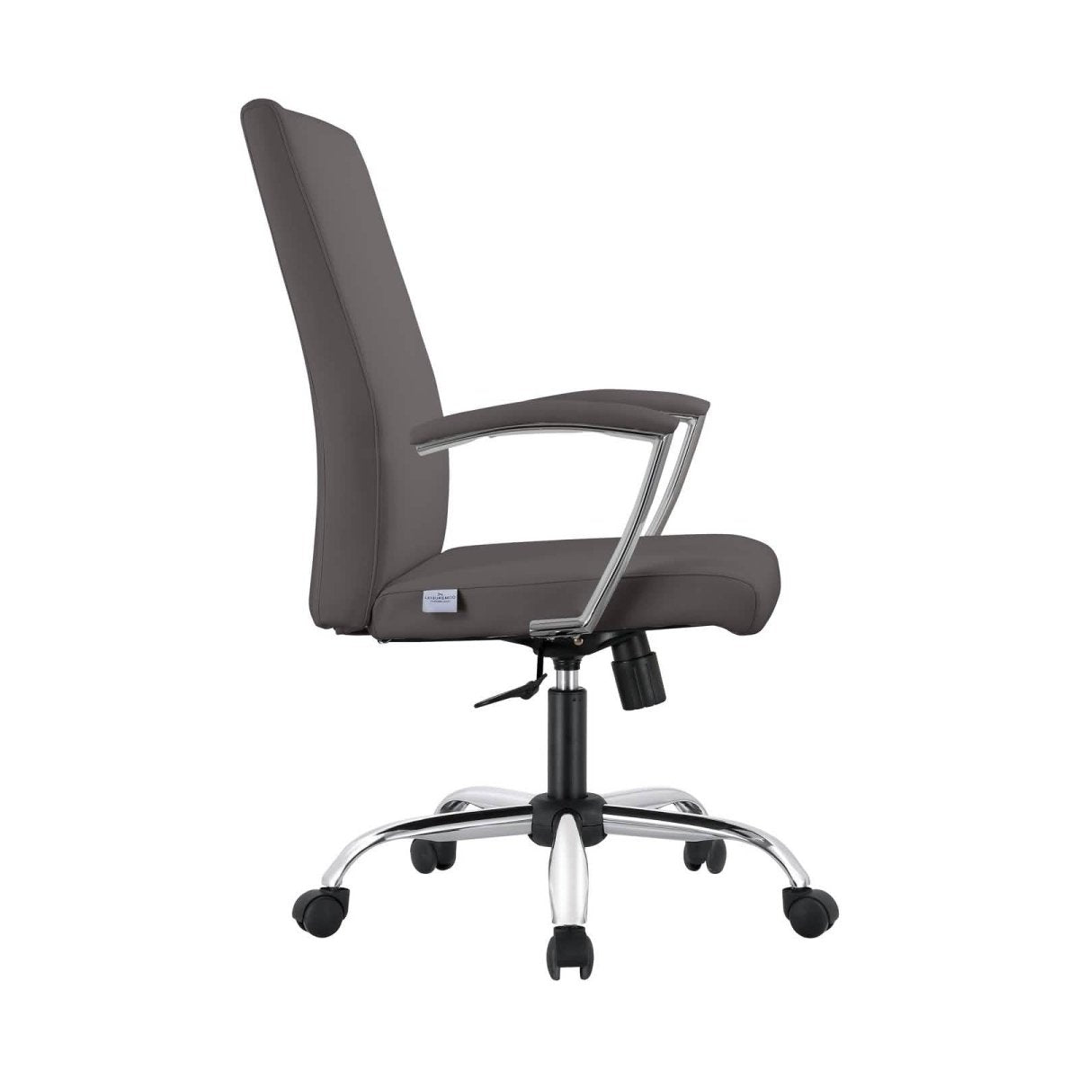 Evander Modern Swivel Office Chair in Leather with Adjustable Height and Silver Frame Grey Office Chair Leisuremod