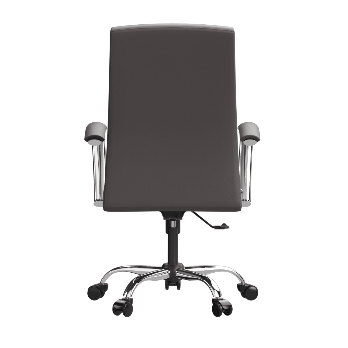 Evander Modern Swivel Office Chair in Leather with Adjustable Height and Silver Frame Grey Office Chair Leisuremod