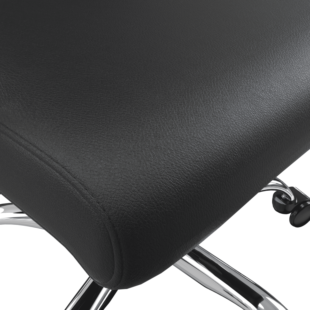Evander Modern Swivel Office Chair in Leather with Adjustable Height and Silver Frame Black Office Chair Leisuremod