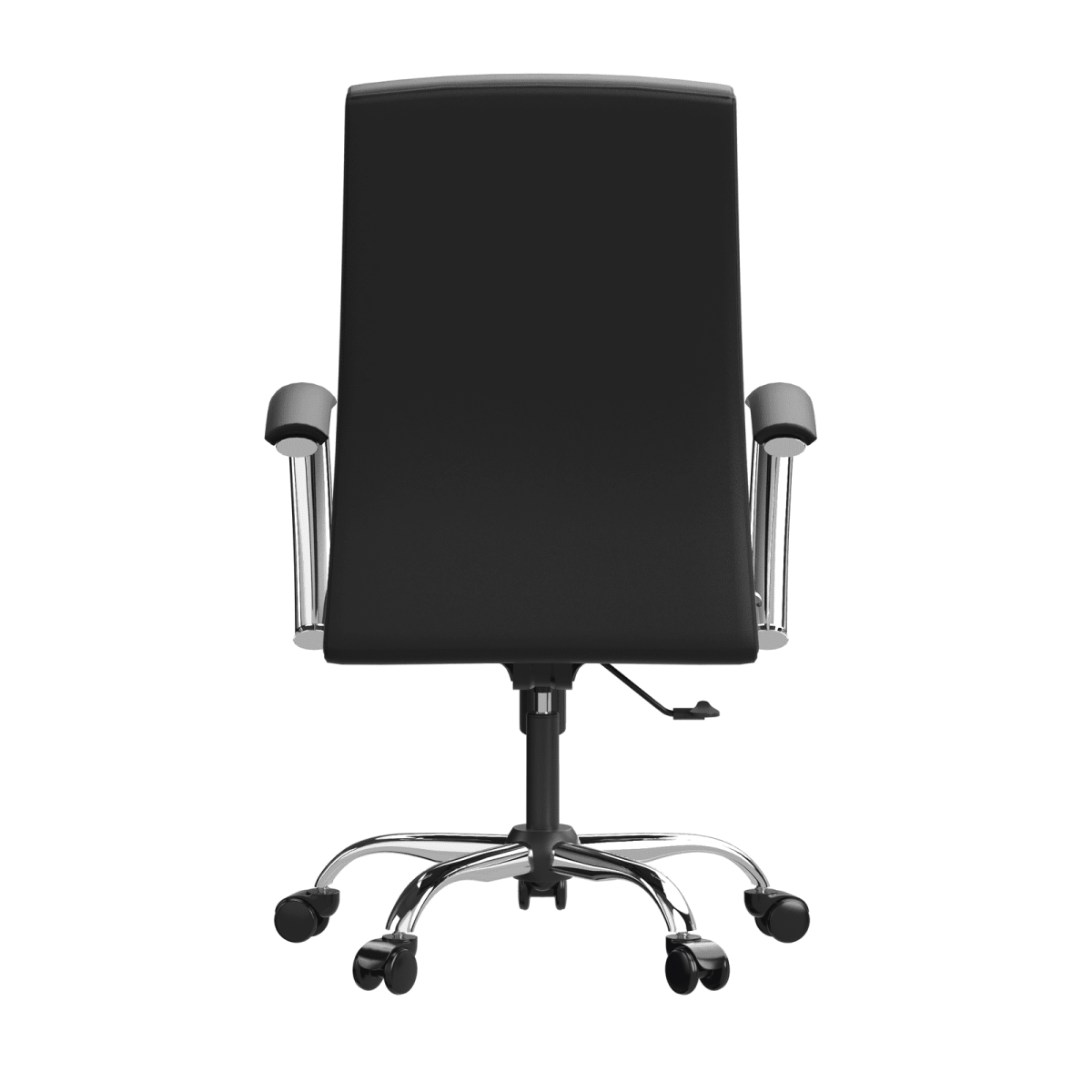 Evander Modern Swivel Office Chair in Leather with Adjustable Height and Silver Frame Black Office Chair Leisuremod