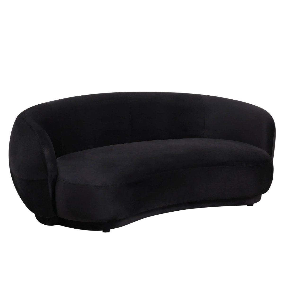 Faze 3-Seater Velvet Sofa with Curved Backrest and Pine Wood Base Beige Sofa Leisuremod