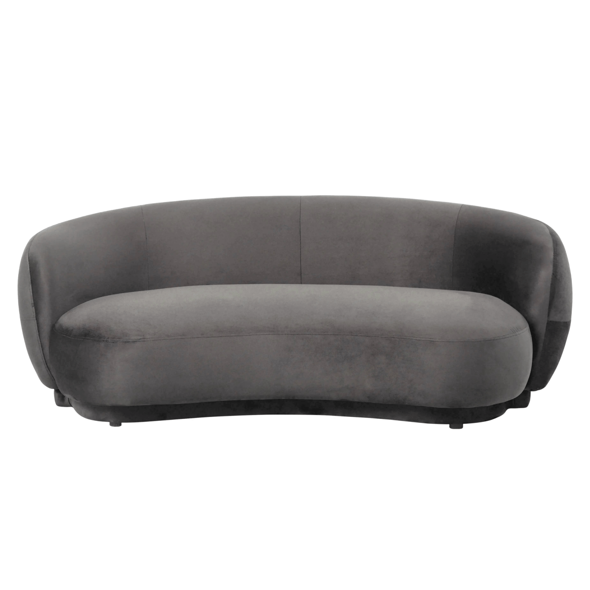 Faze 3-Seater Velvet Sofa with Curved Backrest and Pine Wood Base Light Grey Sofa Leisuremod