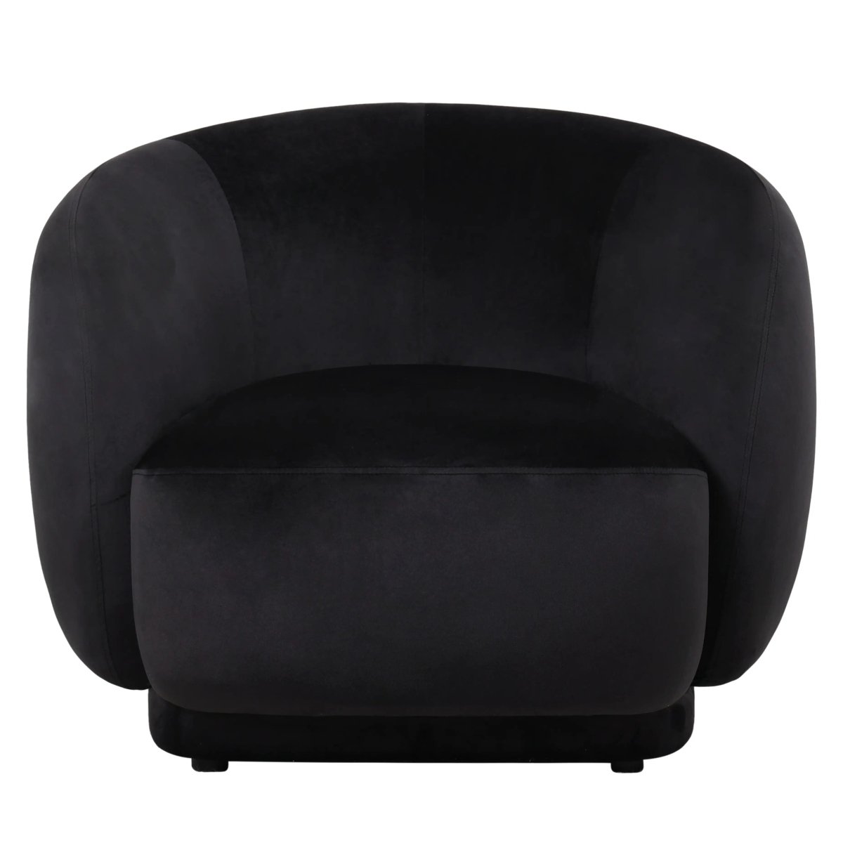 Faze Modern Barrel Accent Chair in Velvet with Wooden Base Black CHAIR Leisuremod