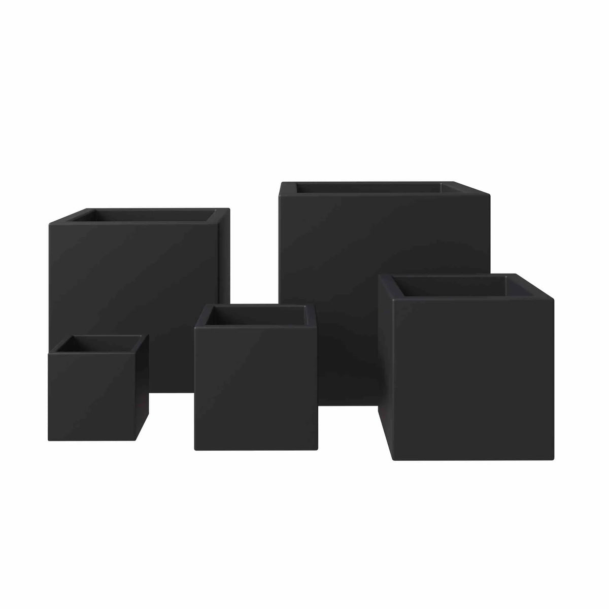 Fern 5-Piece Modern Fiberstone and MGO Clay Square Planter Set for Indoor and Outdoor - Elax Furniture