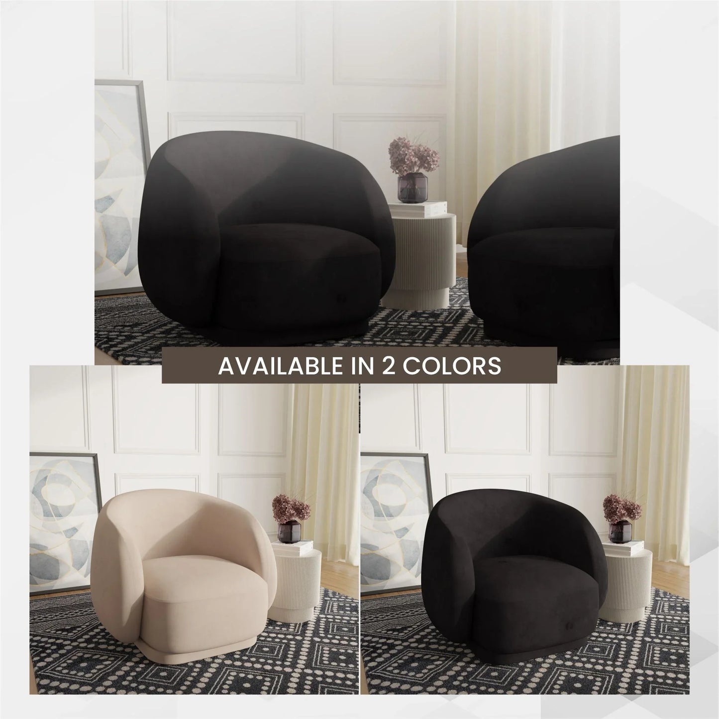 Faze Accent Chair Upholstered in Velvet Single-Seater Sofa Padded Seat and Back - Elax Furniture