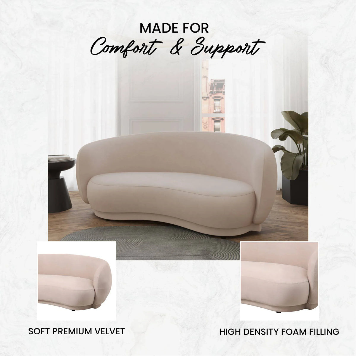 Faze 3-Seater Wide Couch Sofa Upholstered in Velvet - Elax Furniture
