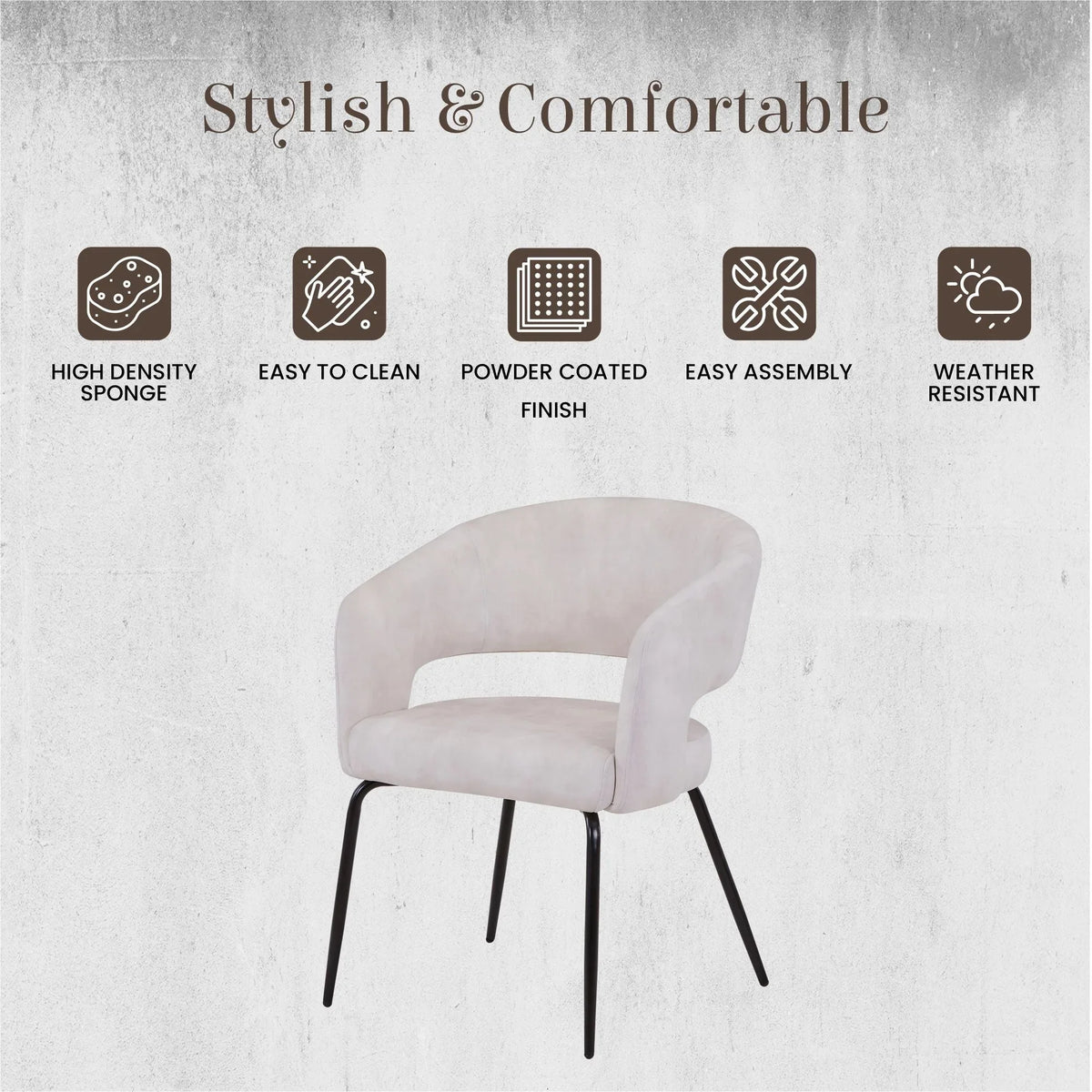 Gavin Dining Chair Upholstered in Leather/Velvet with Open Curved Backrest in Black Iron - Elax Furniture