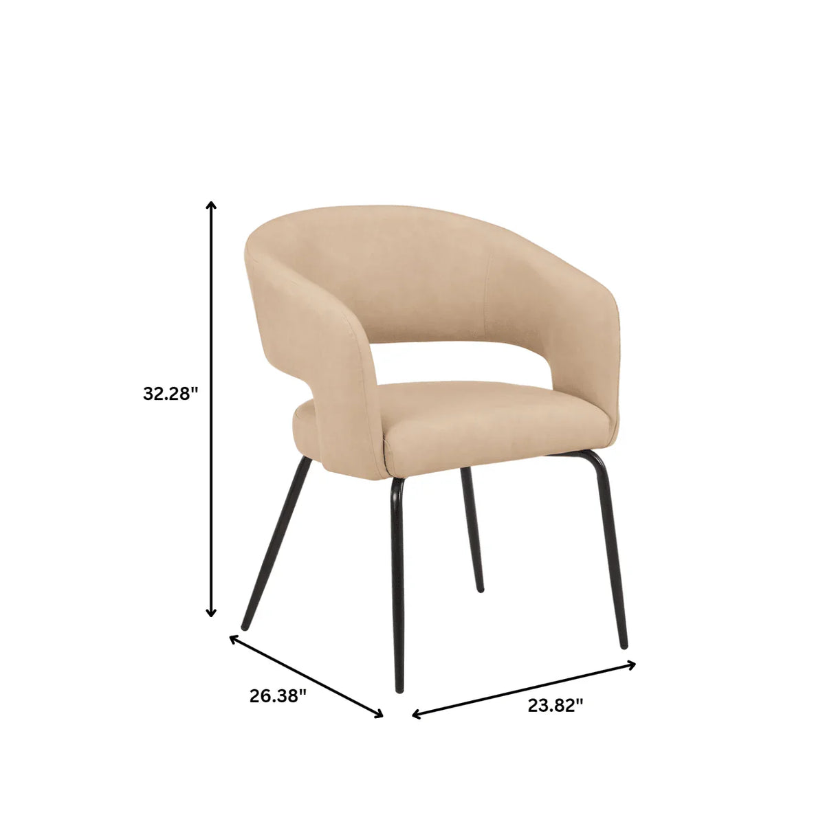 Gavin Dining Chair Upholstered in Leather/Velvet with Open Curved Backrest in Black Iron - Elax Furniture