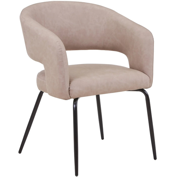 Gavin Dining Chair Upholstered in Leather/Velvet with Open Curved Backrest in Black Iron - Elax Furniture