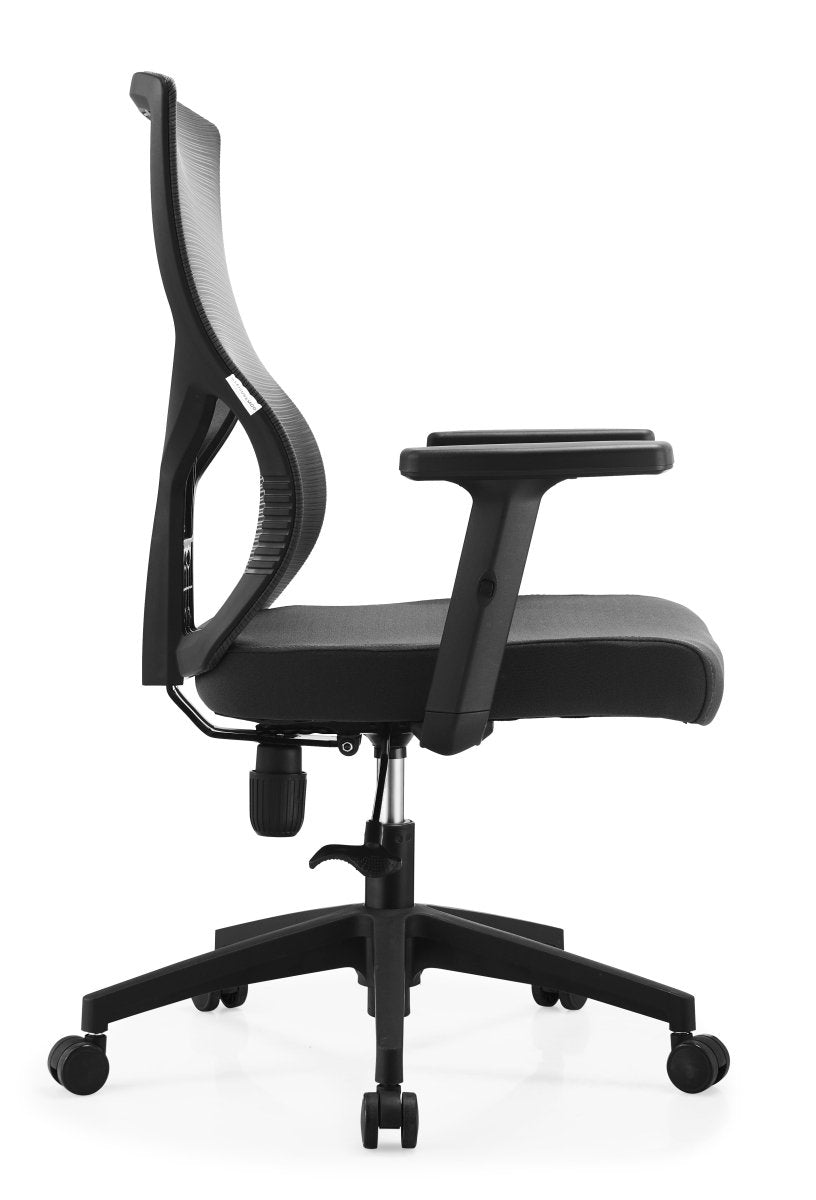 Glen Cotton Mid-Back Adjustable Office Conference Chair Black Office Chair Leisuremod