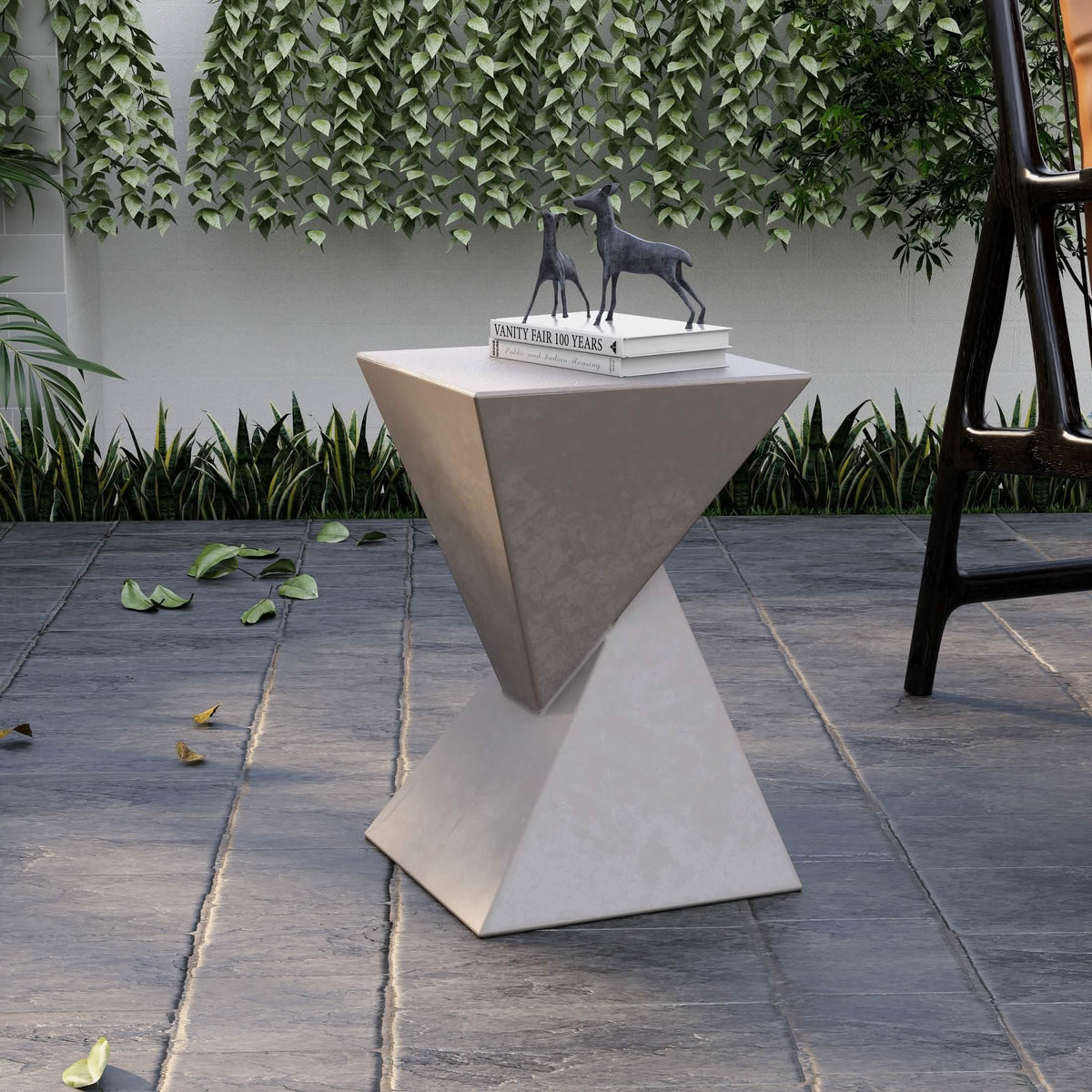 Glint Side Table in Fiberstone Square Accent Table Marble White Side Table LeisureMod