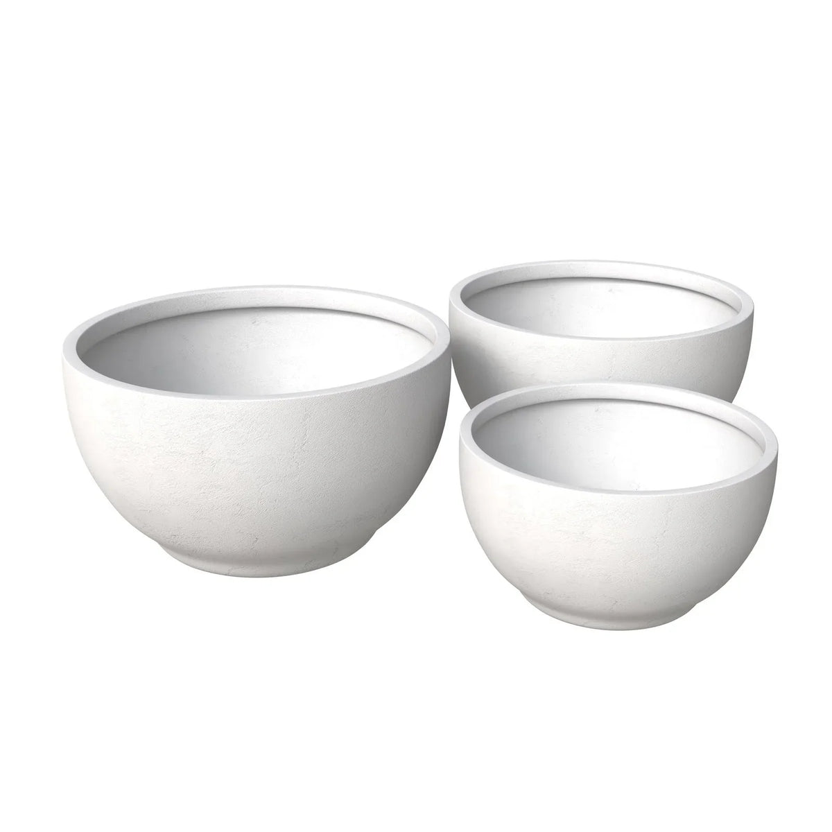 Grove Modern 3-Piece Round Planter Set in Fiberstone Weather Resistant Design - Elax Furniture