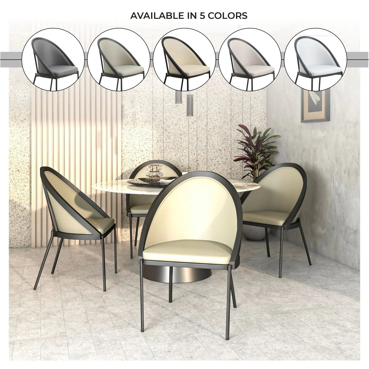 Urbane Dining Chair with Vinyl Fabric Seat and Wicker/Vinyl Backrest in Black Stainless Steel - Elax Furniture