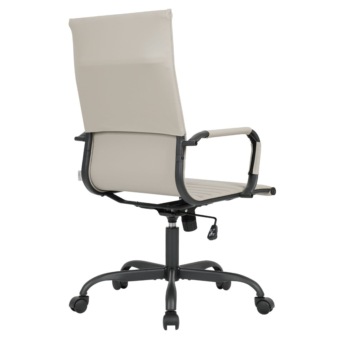 Harris Leather High-Back Adjustable Office Conference Chair with Armrests Black Tan Office Chair Leisuremod