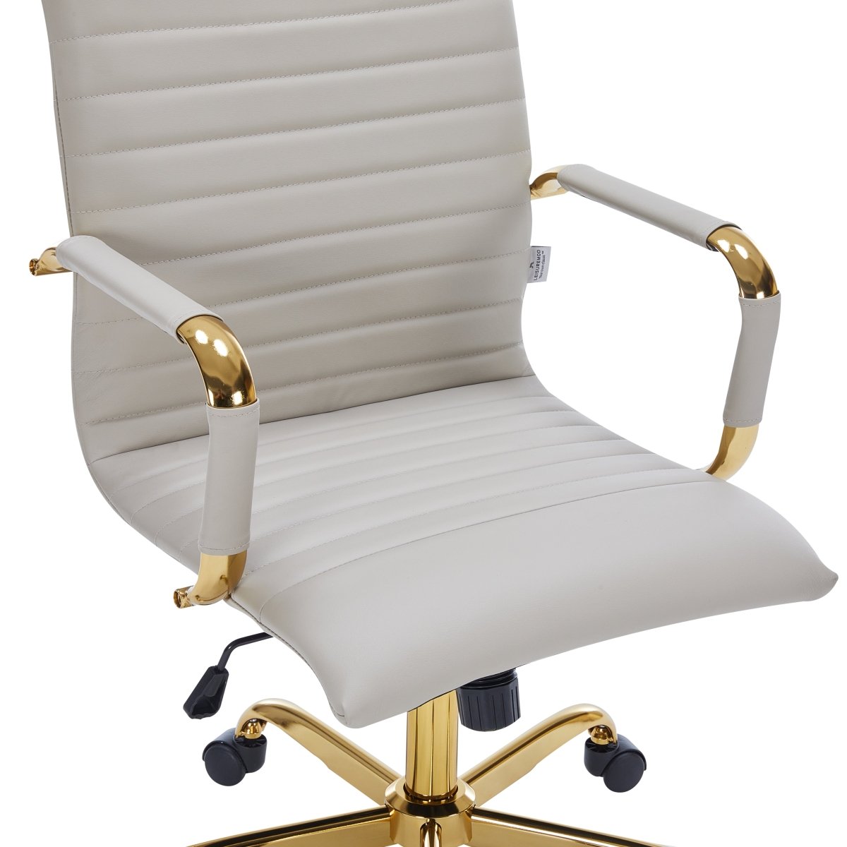 Harris Leather High-Back Adjustable Office Conference Chair with Armrests Gold Tan Office Chair Leisuremod