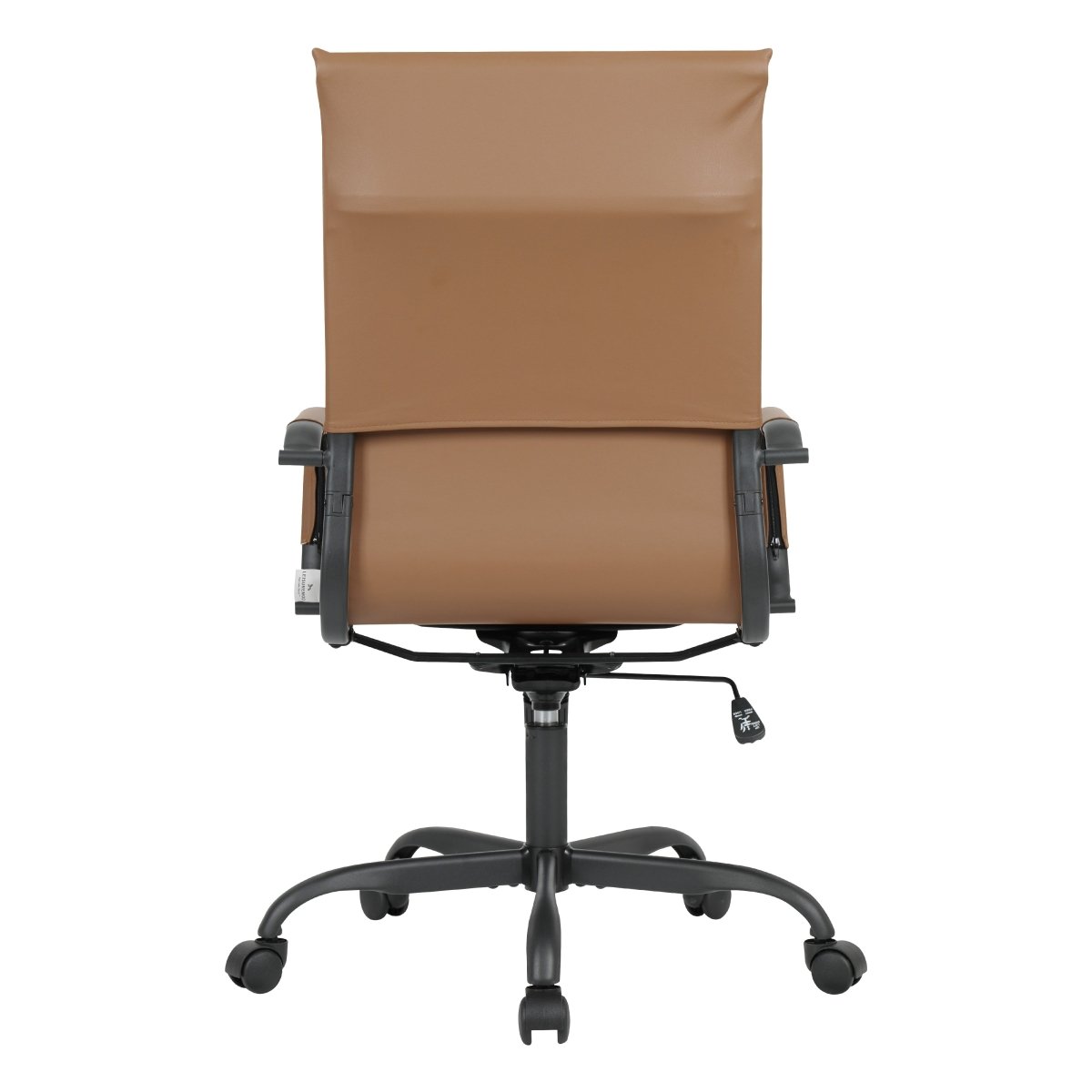 Harris Leather High-Back Adjustable Office Conference Chair with Armrests Black Light Brown Office Chair Leisuremod