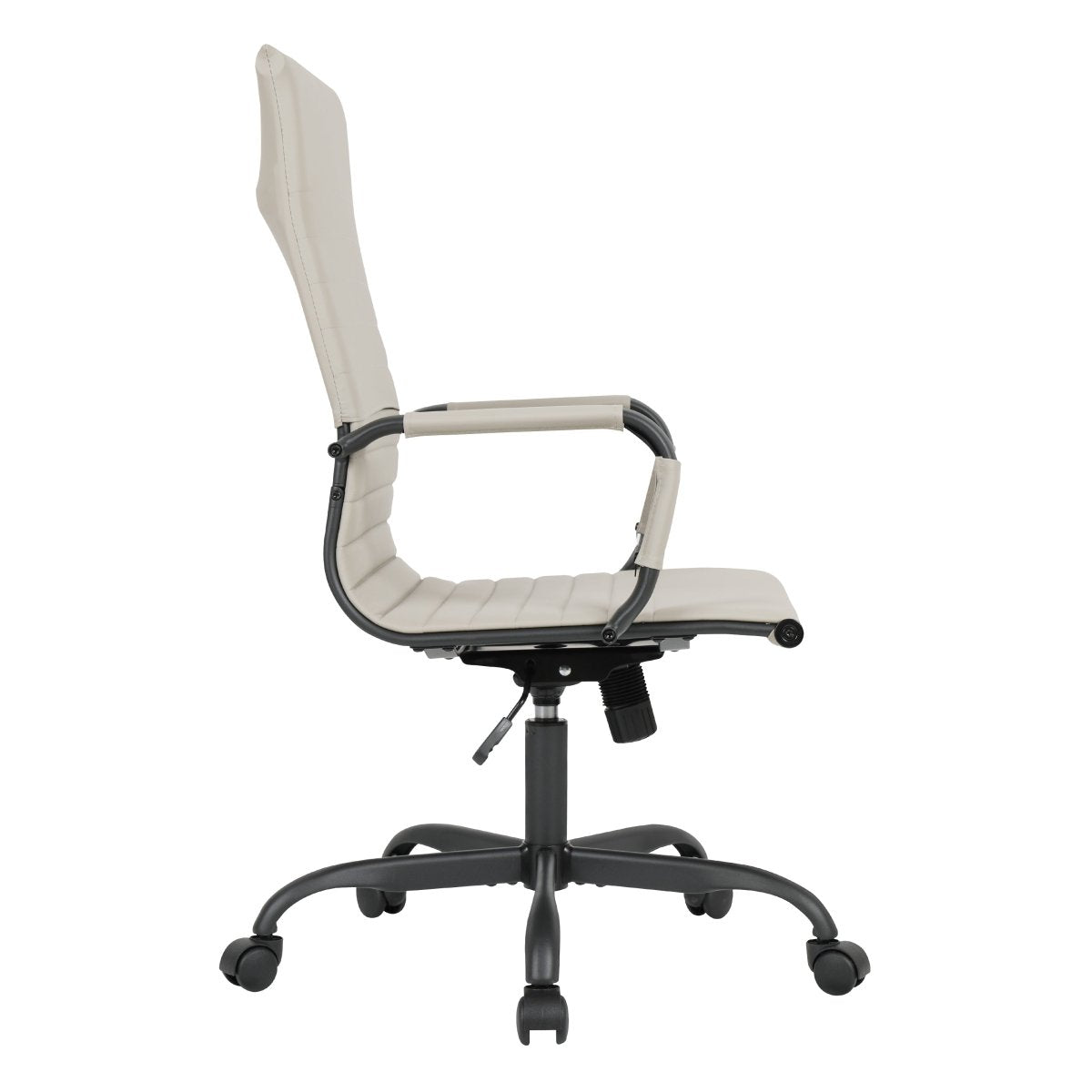 Harris Leather High-Back Adjustable Office Conference Chair with Armrests Black Tan Office Chair Leisuremod