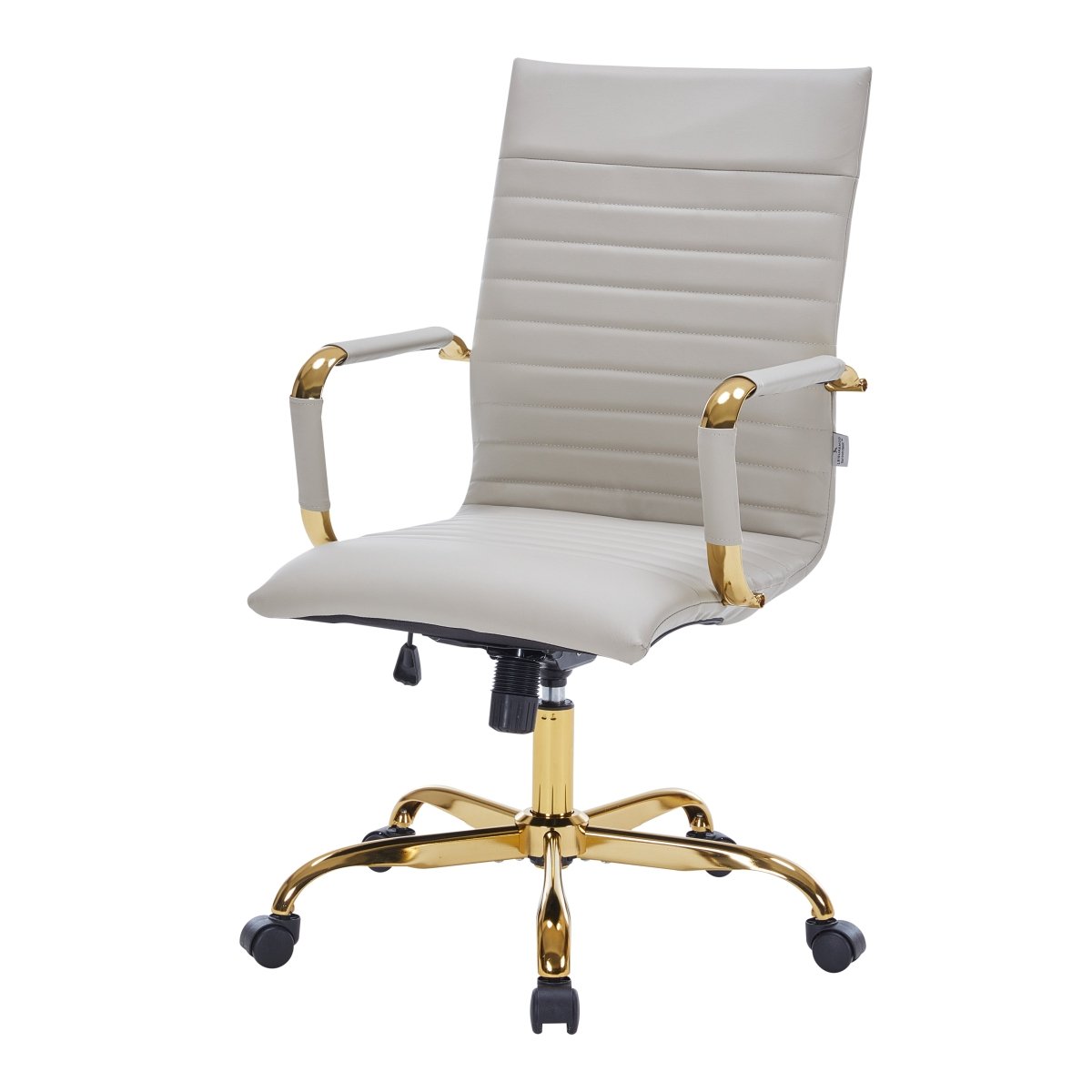 Harris Leather High-Back Adjustable Office Conference Chair with Armrests Gold Tan Office Chair Leisuremod