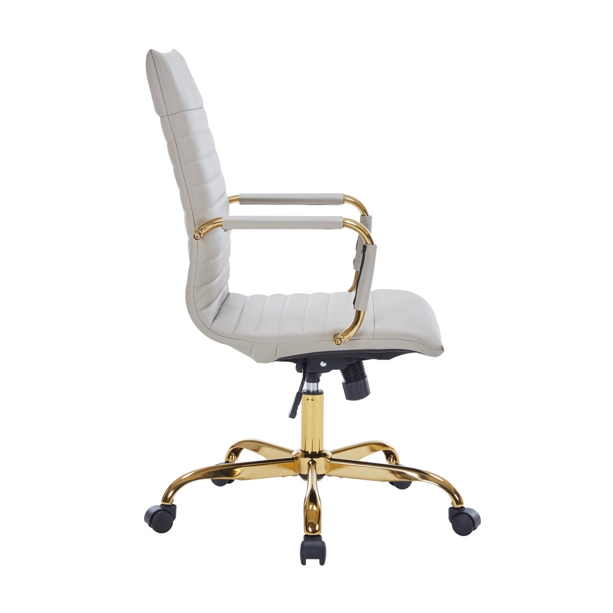 Harris Leather High-Back Adjustable Office Conference Chair with Armrests Gold Tan Office Chair Leisuremod