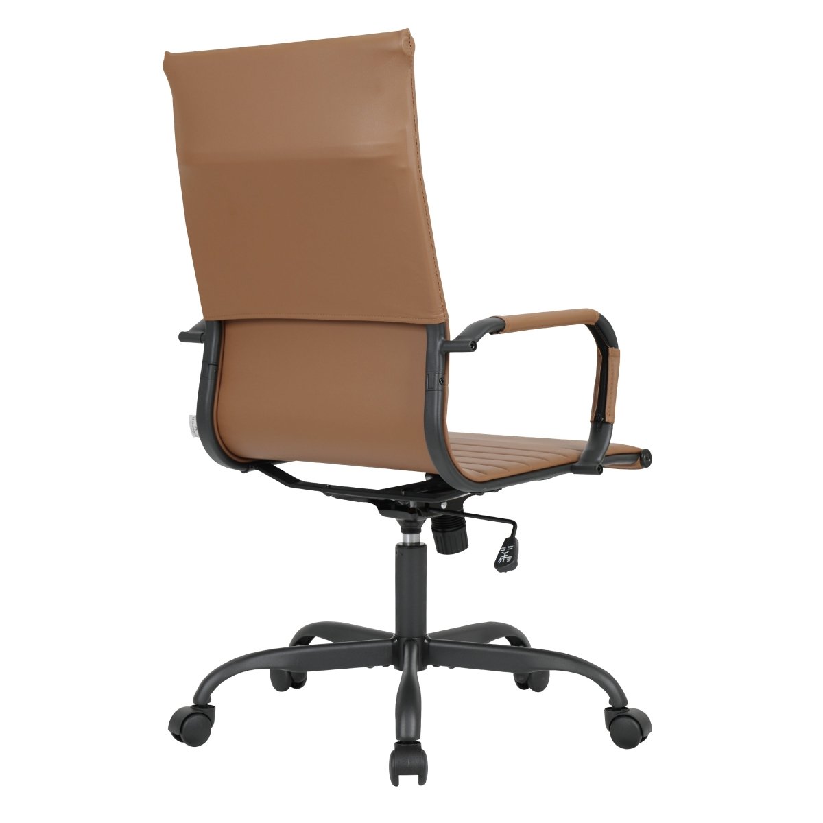Harris Leather High-Back Adjustable Office Conference Chair with Armrests Black Light Brown Office Chair Leisuremod