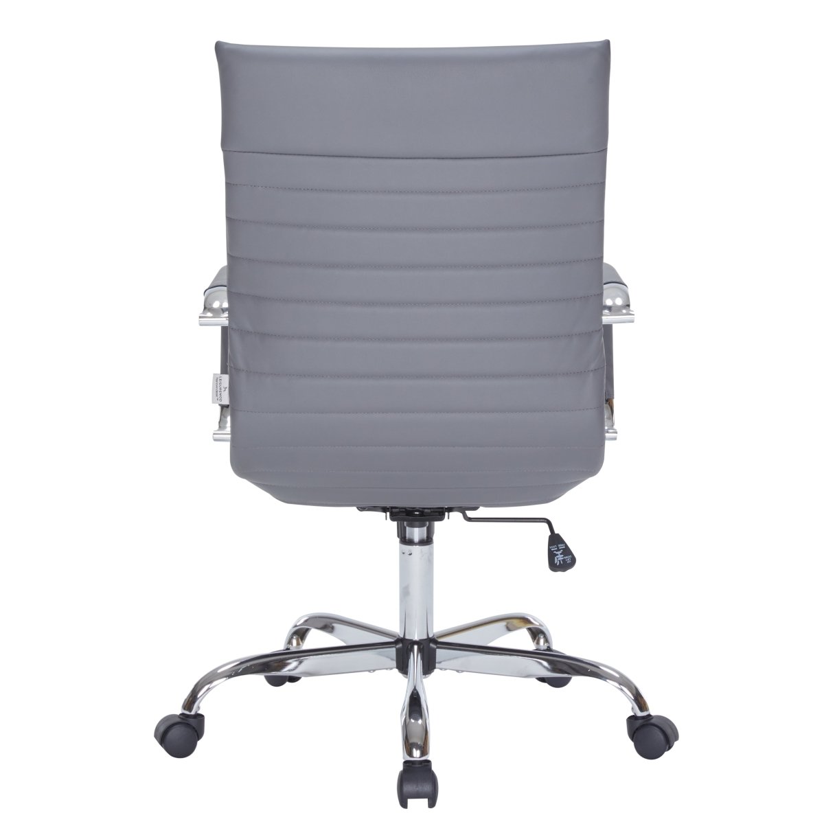 Harris Leather High-Back Adjustable Office Conference Chair with Armrests Chrome Grey Office Chair Leisuremod