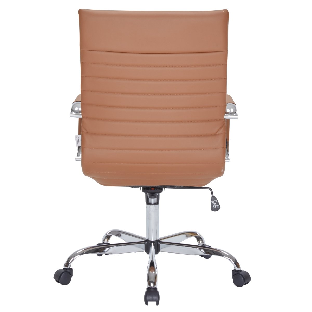 Harris Leather High-Back Adjustable Office Conference Chair with Armrests Chrome Light Brown Office Chair Leisuremod