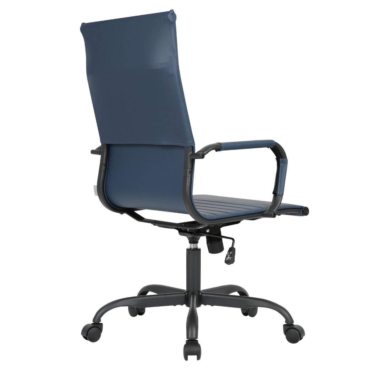 Harris Leather High-Back Adjustable Office Conference Chair with Armrests Black Navy Blue Office Chair Leisuremod