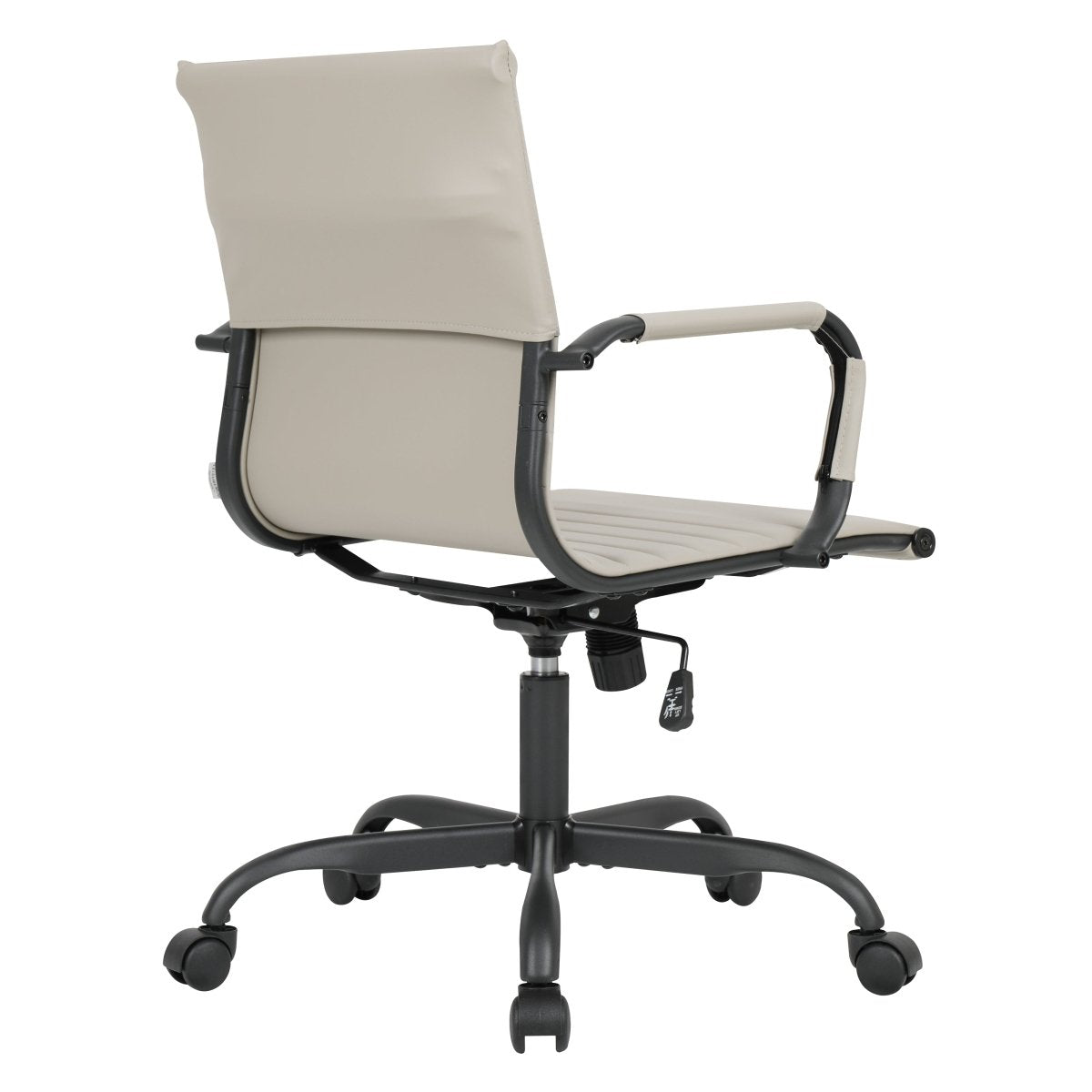 Harris Mid-Back Leather Adjustable Office Conference Chair with Armrests Black Tan Office Chair Leisuremod