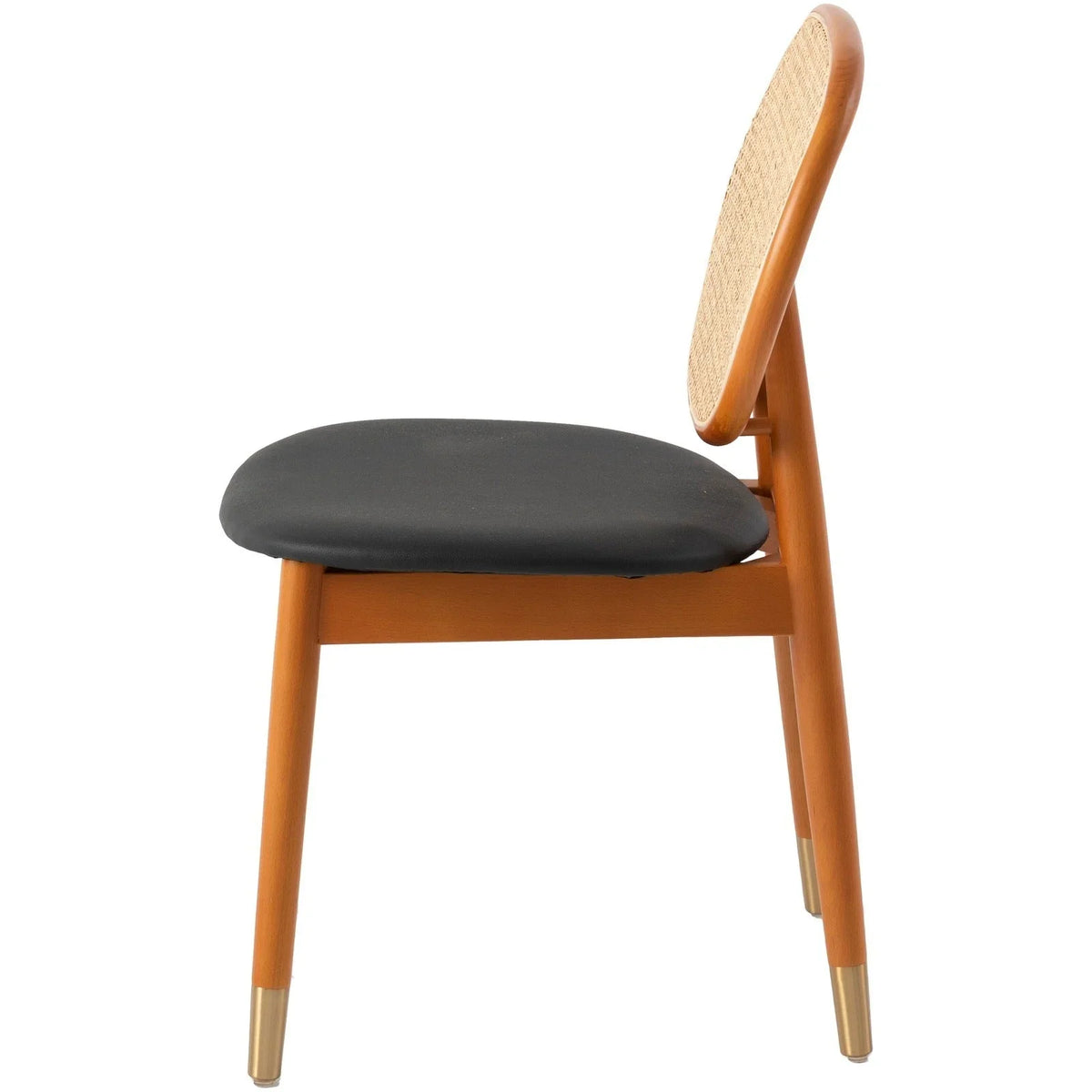 Holbeck Wicker Dining Chair with Upholstered Leather Seat and Beech Wood Legs - Elax Furniture