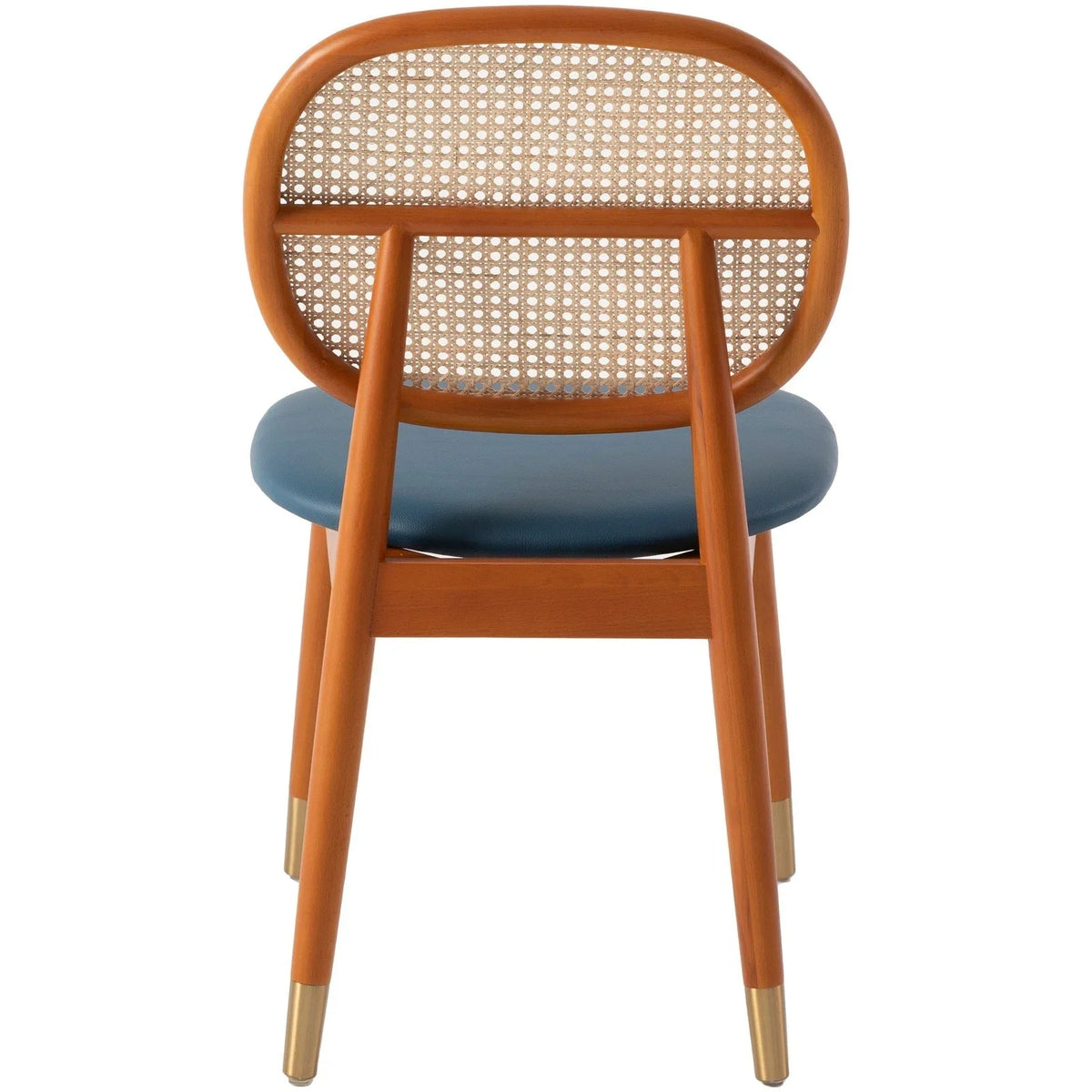 Holbeck Wicker Dining Chair with Upholstered Leather Seat and Beech Wood Legs - Elax Furniture