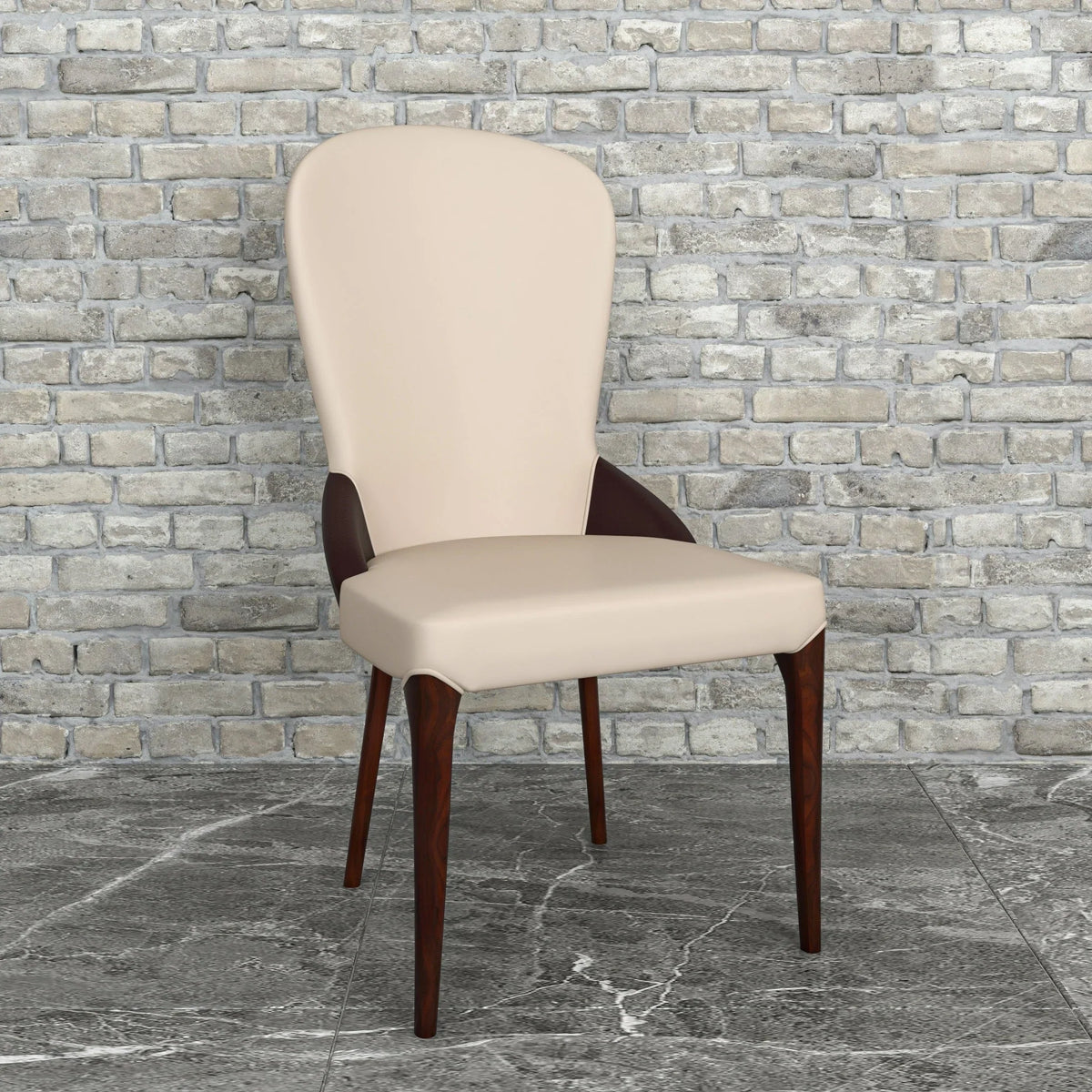 Havana Leather Dining Chair with a Two-Tone Color Design and Rubberwood Legs - Elax Furniture