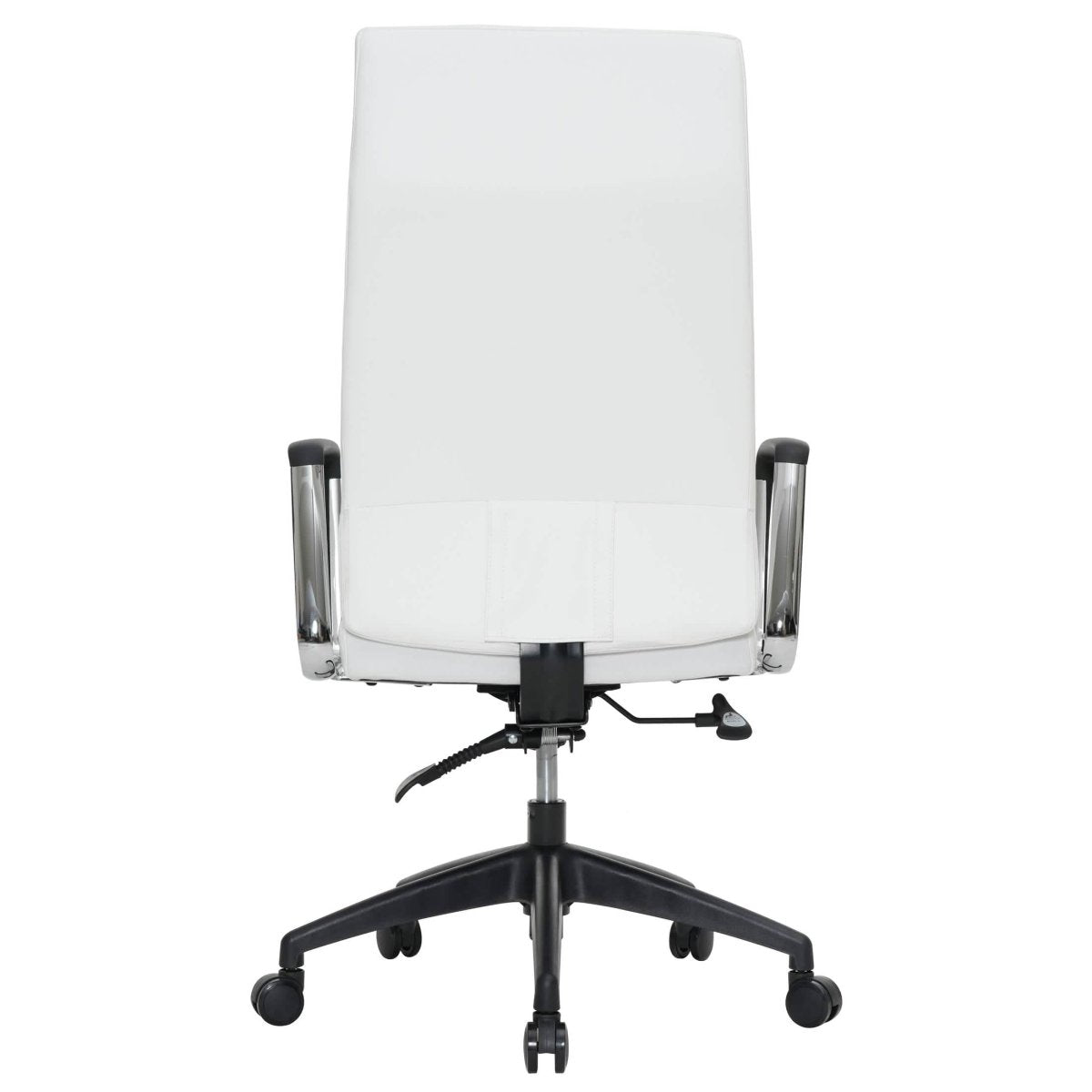 Hilton High-Back Leather Office Chair Adjustable Seat Height in Nylon White Office Chair Leisuremod