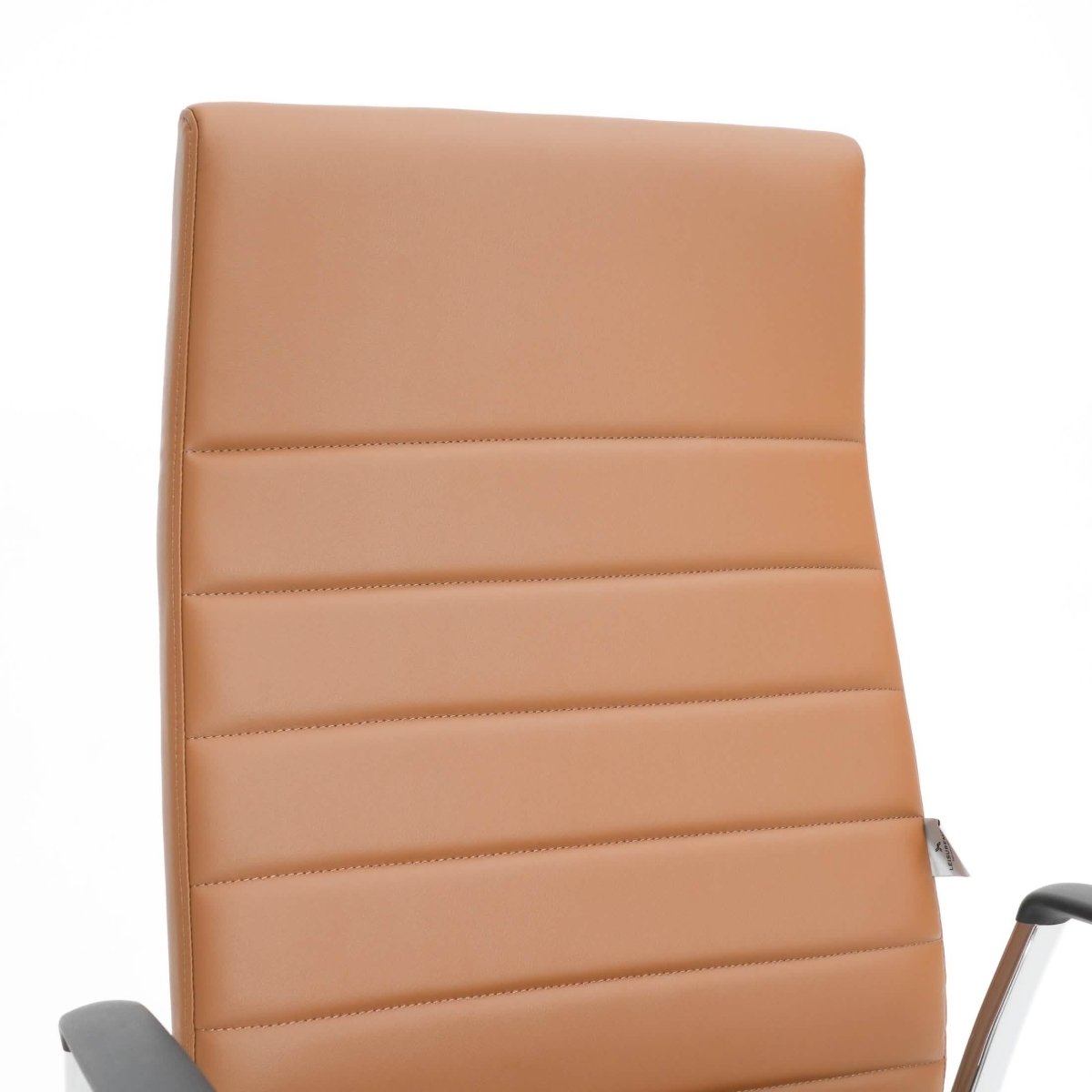 Hilton High-Back Leather Office Chair Adjustable Seat Height in Nylon Light Brown Office Chair Leisuremod