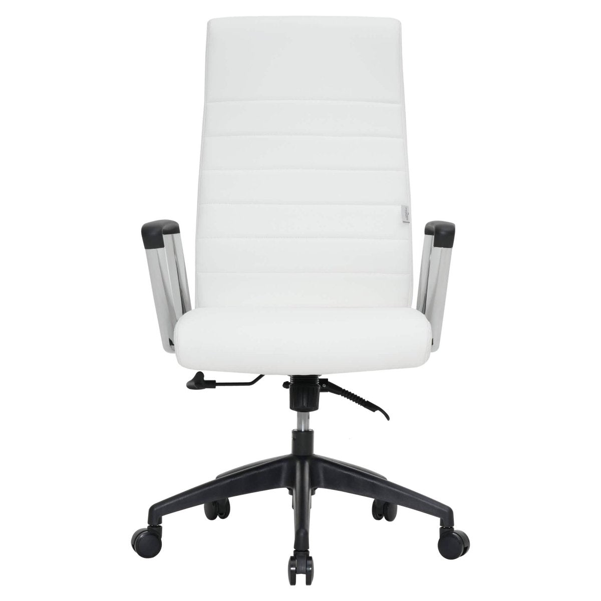 Hilton High-Back Leather Office Chair Adjustable Seat Height in Nylon White Office Chair Leisuremod
