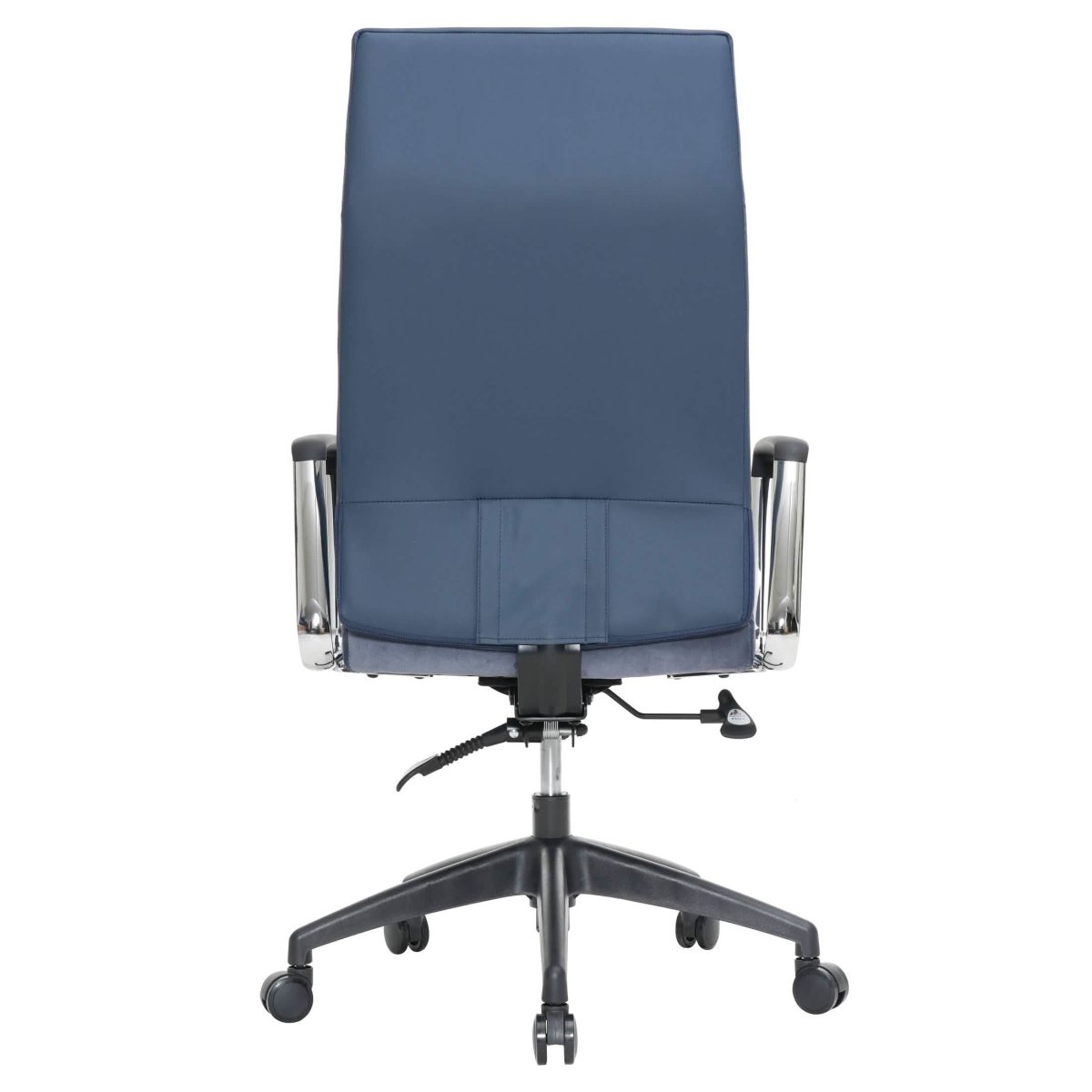 Hilton High-Back Leather Office Chair Adjustable Seat Height in Nylon Navy Blue Office Chair Leisuremod
