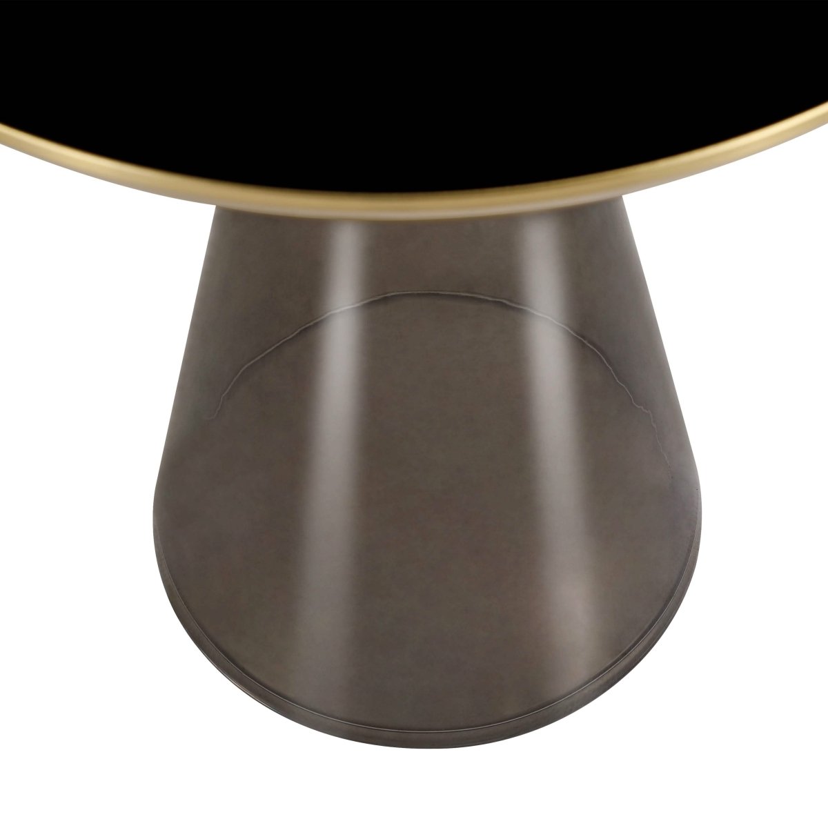 Hyalus Tully 19-Inch Round Glass Side Table with Iron Rim Frame and Glass Base Black Side Table Leisuremod