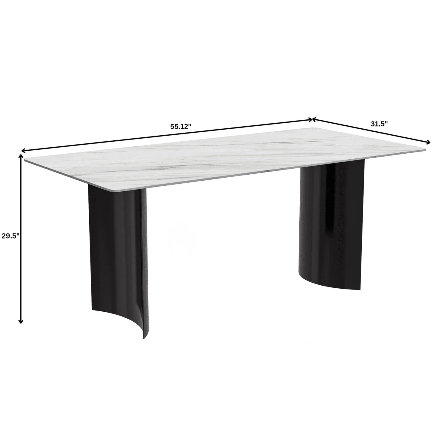 Zara Rectangular Dining Table with Glass/Sintered Stone Top and Stainless Steel Base - Elax Furniture